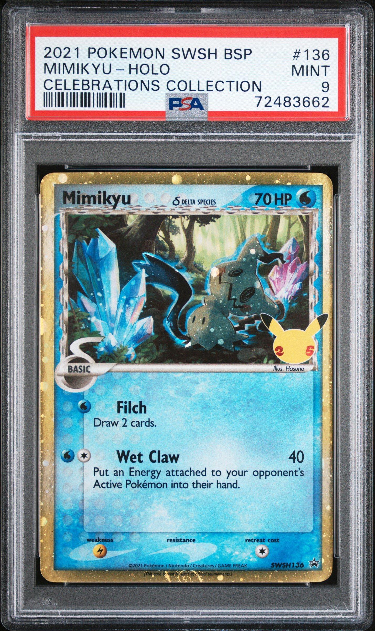 2021 Pokemon Swsh Black Star Promo 136 Mimikyu-holo Celebrations Collection PSA 9
