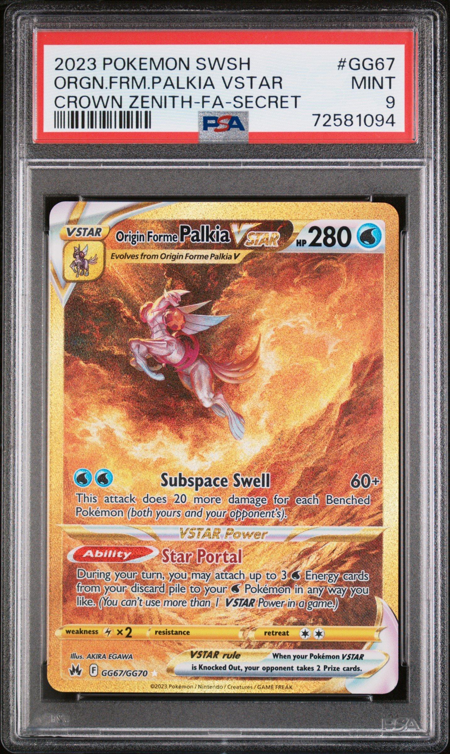2023 Pokemon Sword And Shield Crown Zenith Gg67 Full Art/origin Forme  Palkia Vstar Secret PSA 9