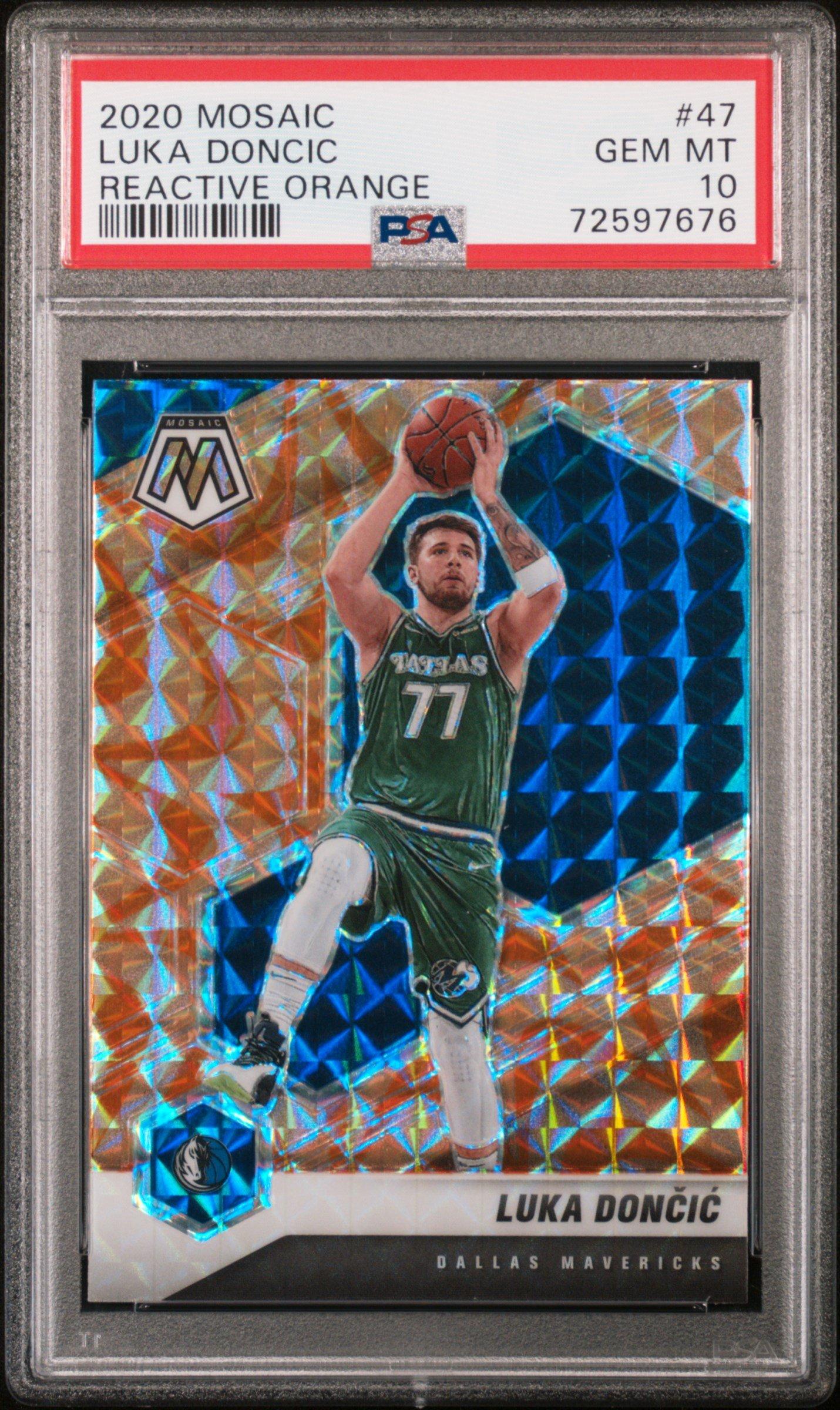 2020 Panini Mosaic 47 Luka Doncic Reactive Orange PSA 10