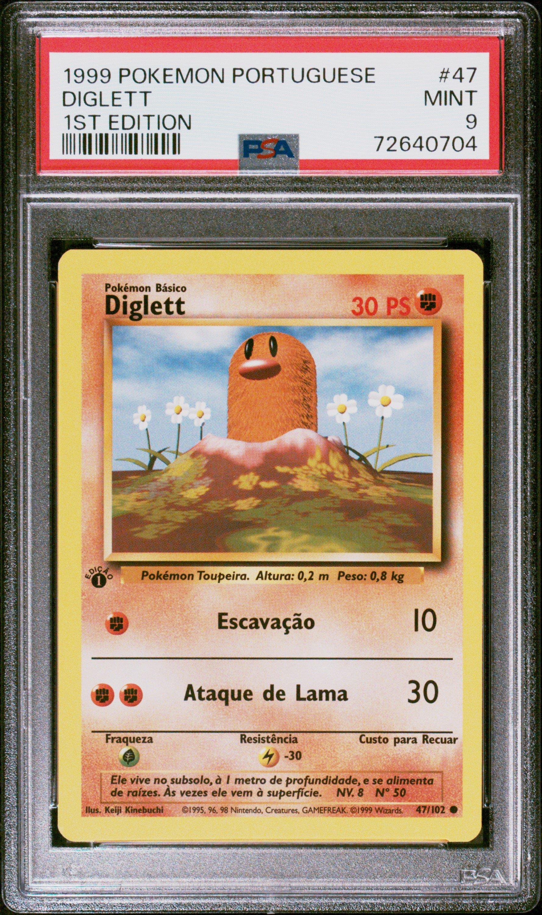 1999 diglett pokemon card value Portuguese 47 1st Edition PSA 9 Graded Diglett [1999-2000] #47 Prices |