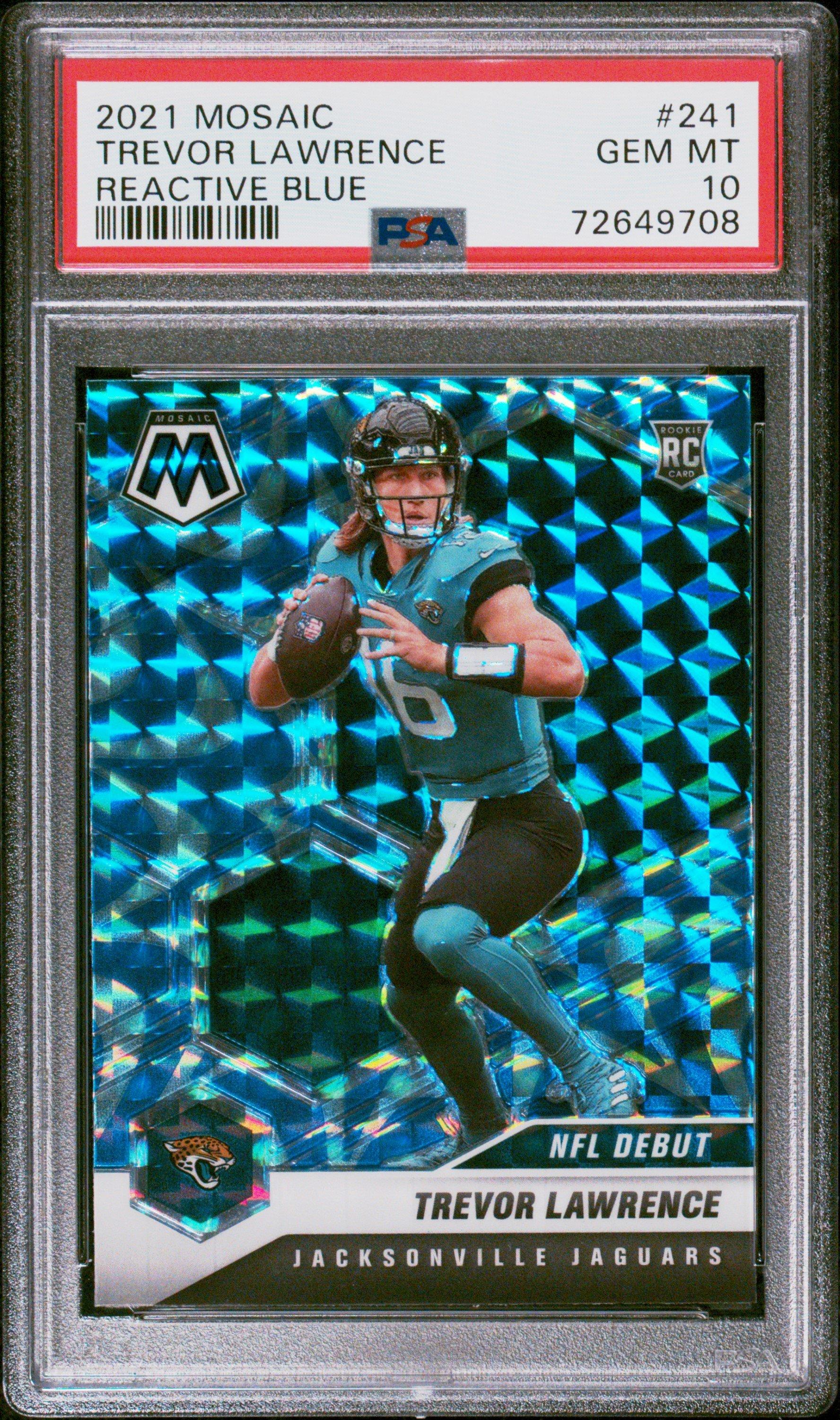 2021 Panini Mosaic 241 Trevor Lawrence Reactive Blue PSA 10