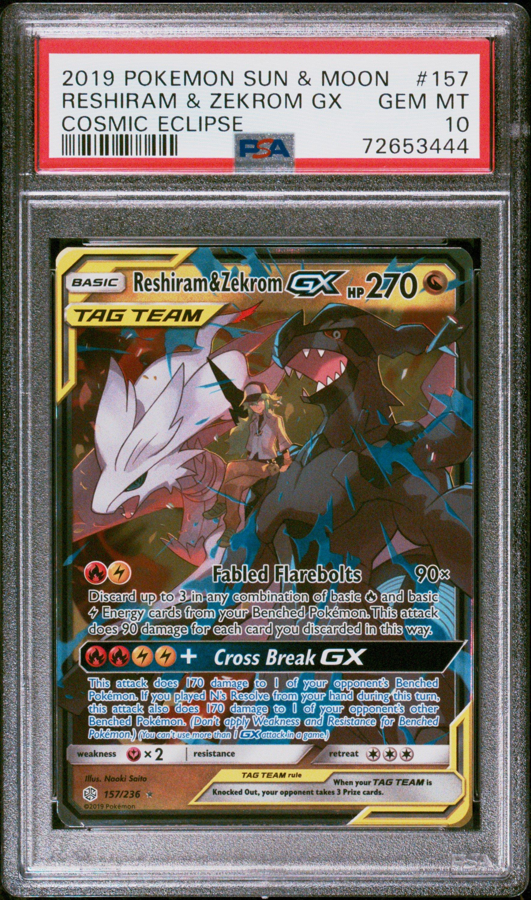 2019 Pokemon Sun & Moon Cosmic Eclipse 157 Reshiram & Zekrom Gx