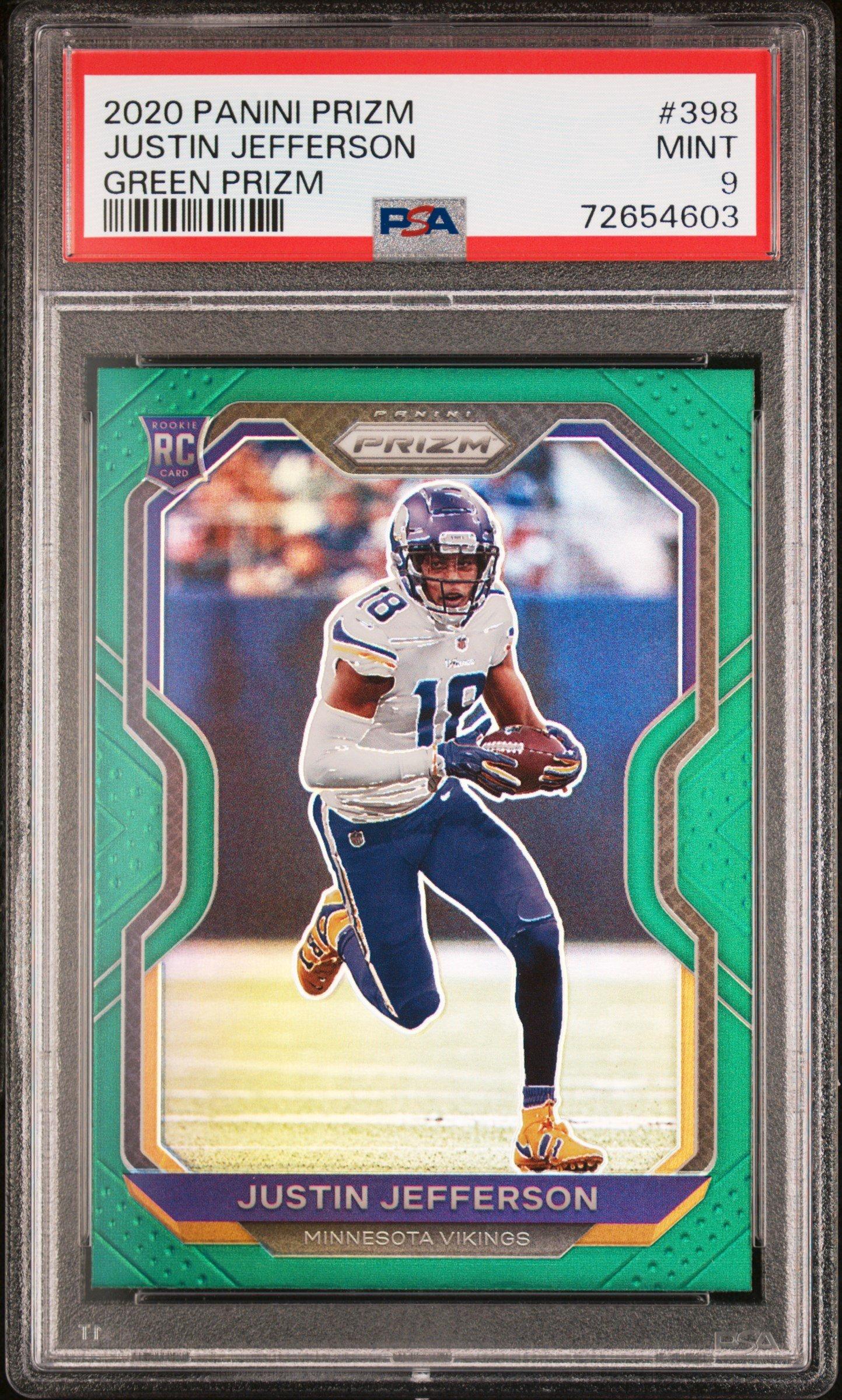 2020 Panini Prizm 398 Justin Jefferson Green Prizm PSA 9