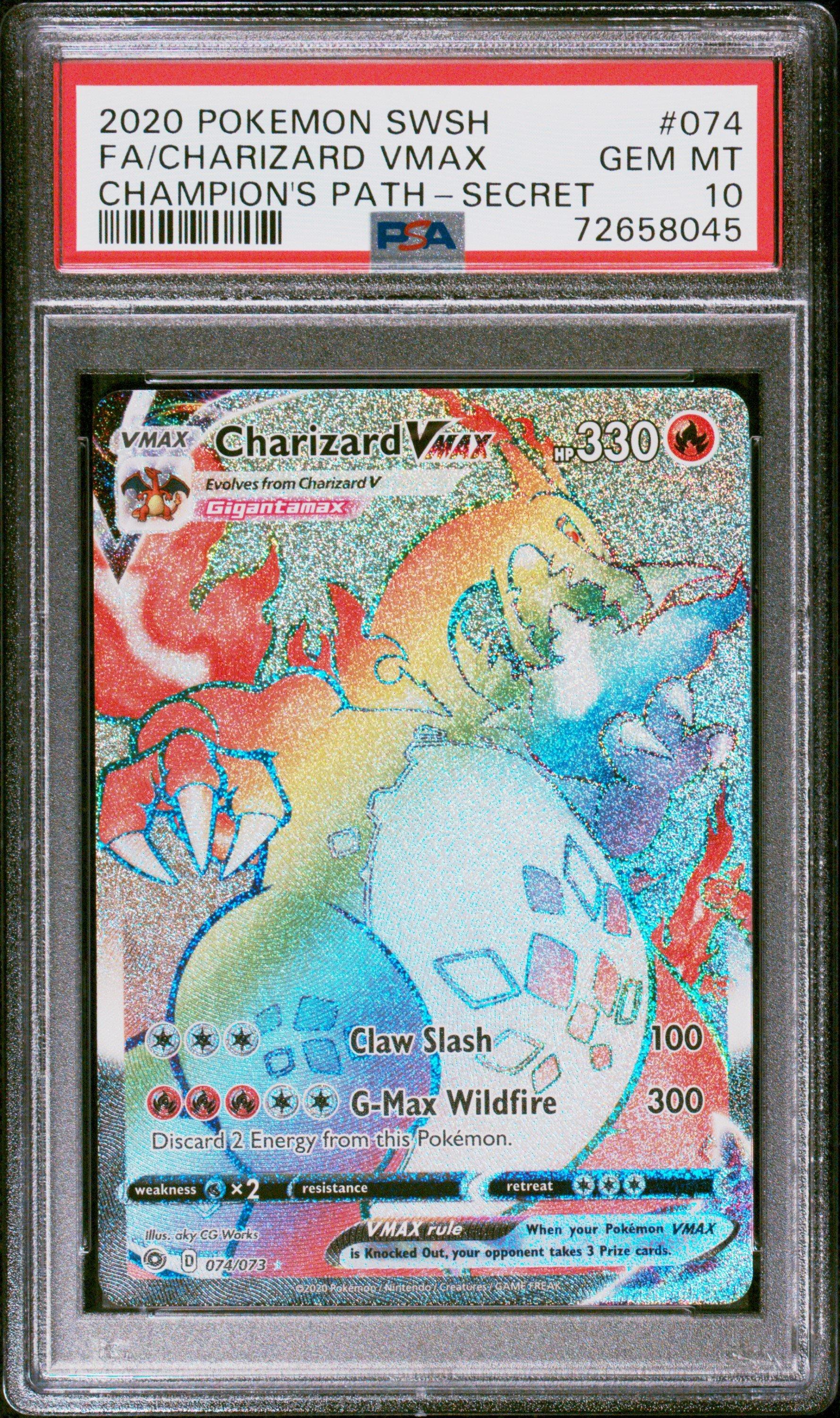 2020 Pokemon Sword & Shield Champion's Path 074 Fa/charizard Vmax PSA 10