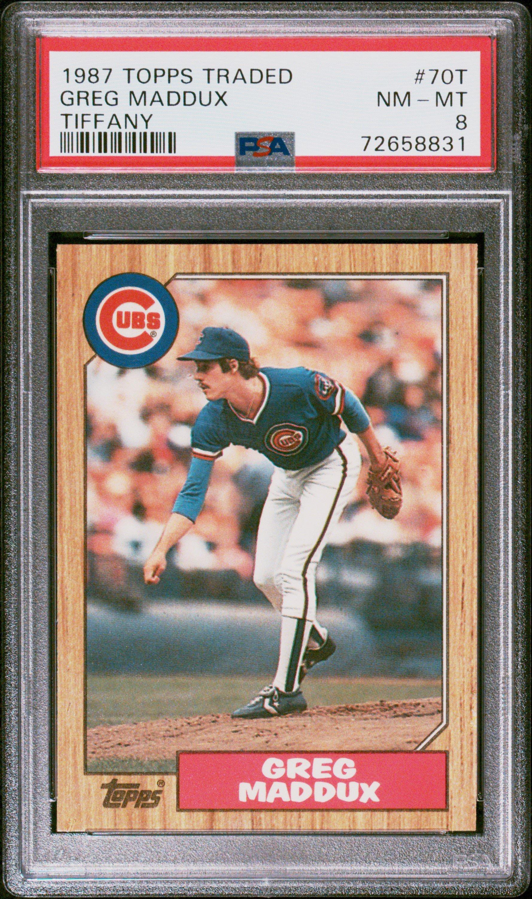 1987 Topps Traded Tiffany 70t Greg Maddux PSA 8