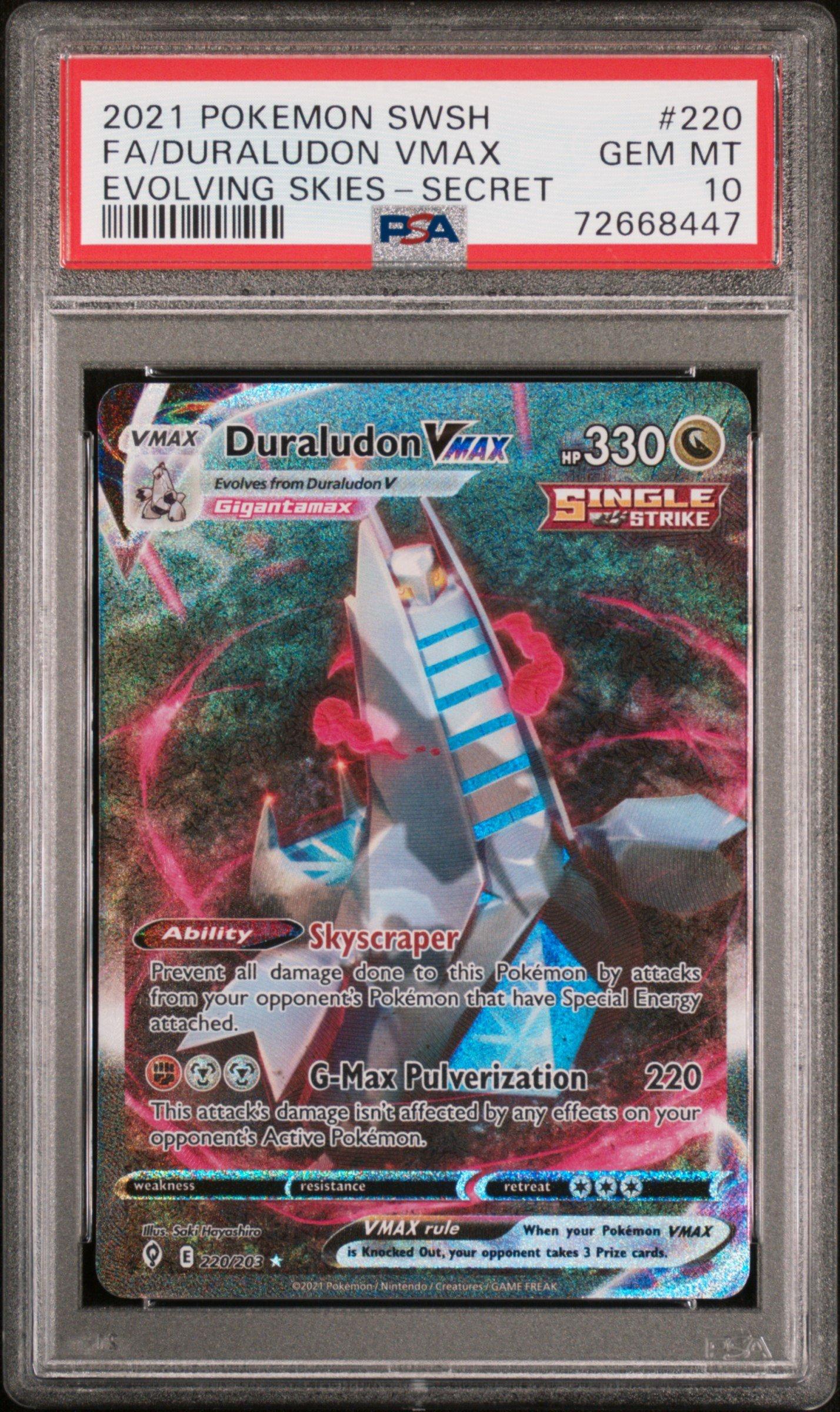 2021 Pokemon Sword & Shield Evolving Skies 220 Fa/duraludon Vmax PSA 10