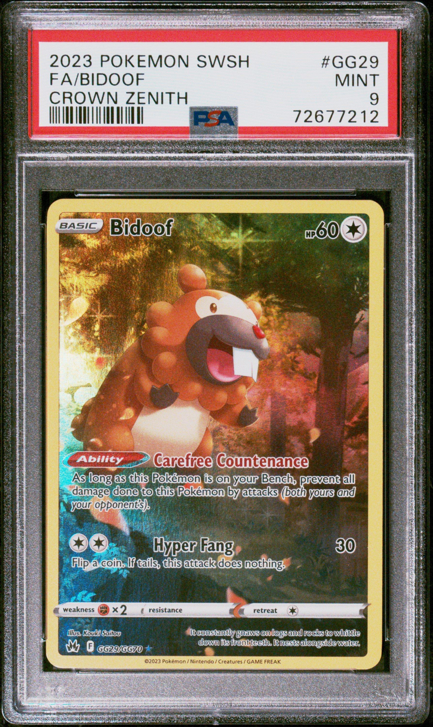 2023 Pokemon Sword And Shield Crown Zenith Gg29 Full Art/bidoof PSA