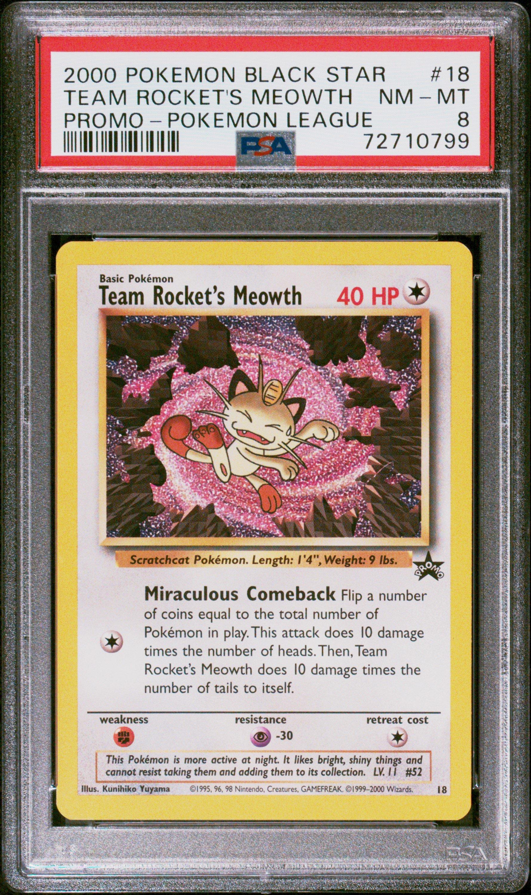 2000 Pokemon Promo Black Star 18 Team Rocket's Meowth Pokemon