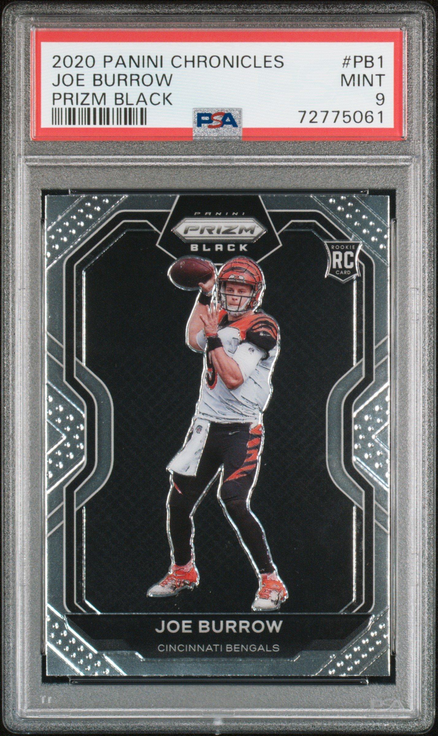 2020 Panini Chronicles Prizm Black Pb1 Joe Burrow PSA 9