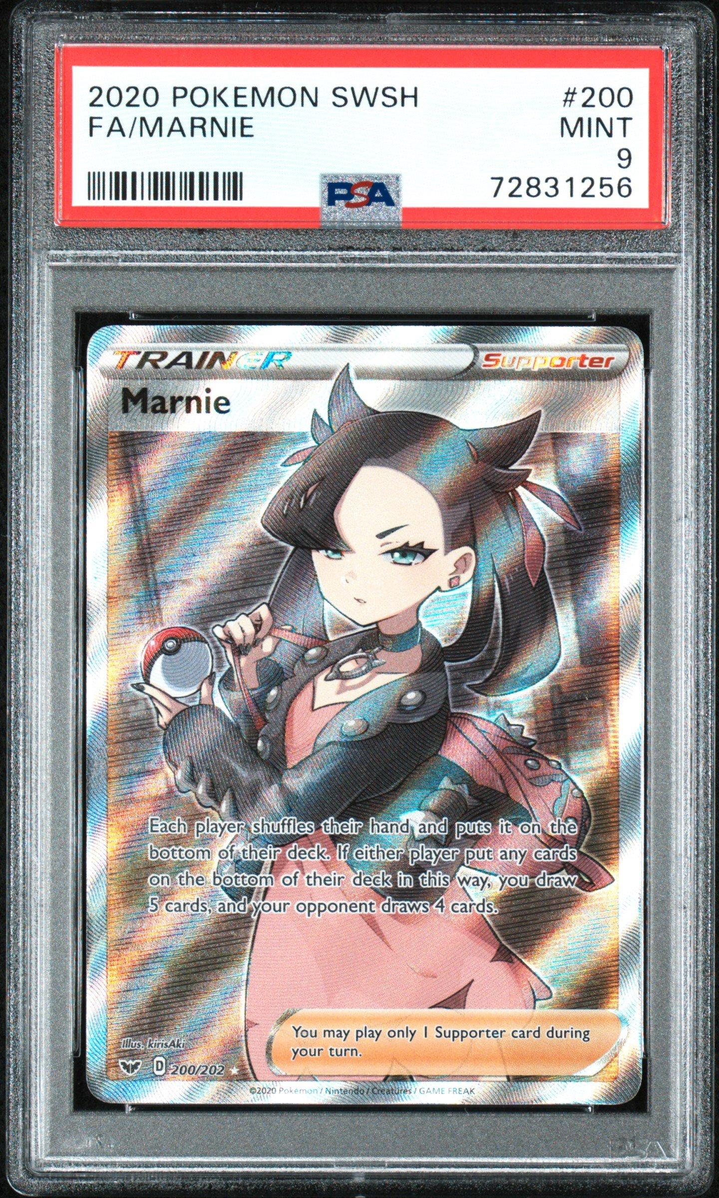 2020 Pokemon Sword & Shield 200 Full Art/marnie PSA 9 Graded Card