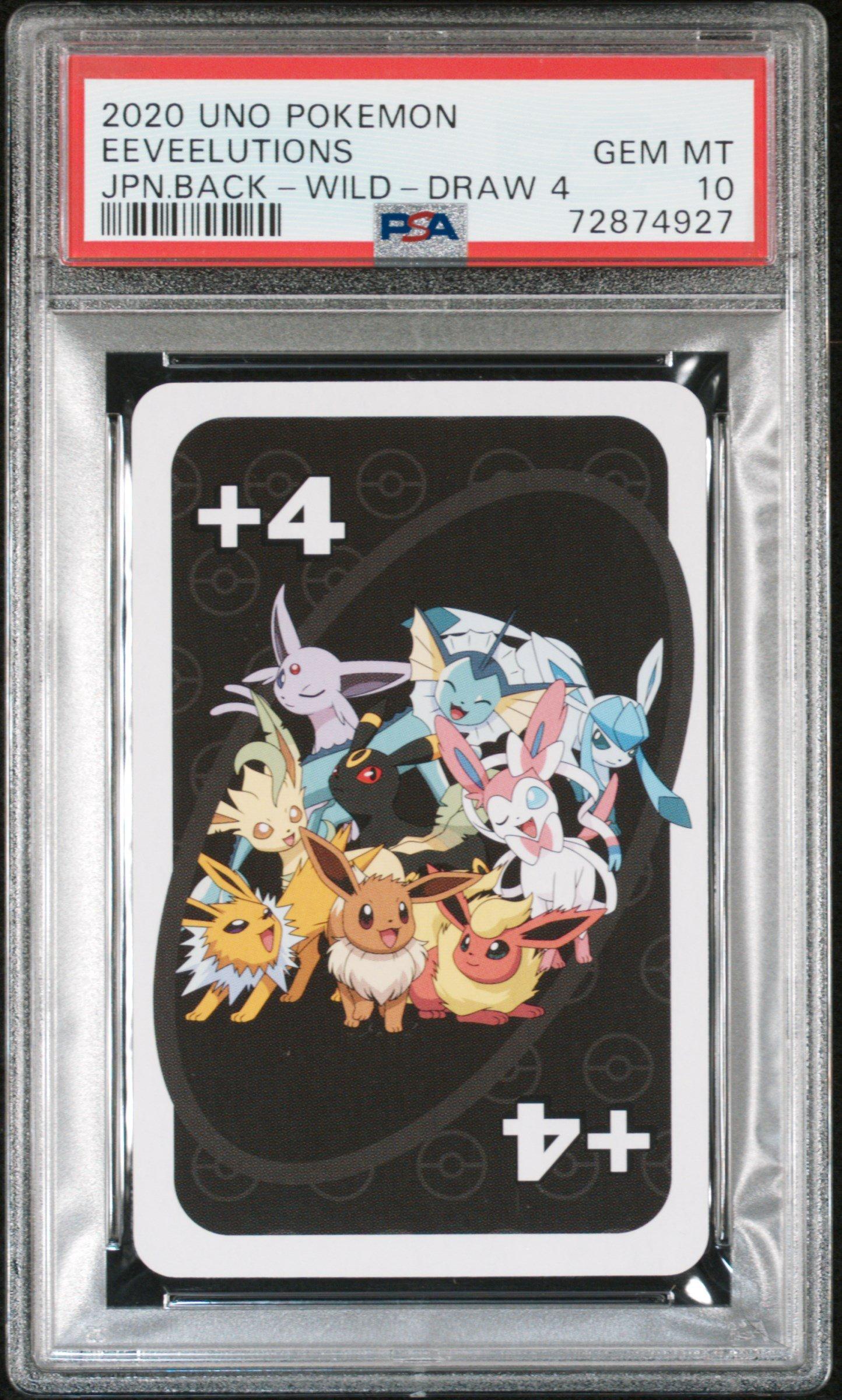 2020 Uno Pokemon Eeveelutions Japanese Back-wild-draw 4 PSA 10