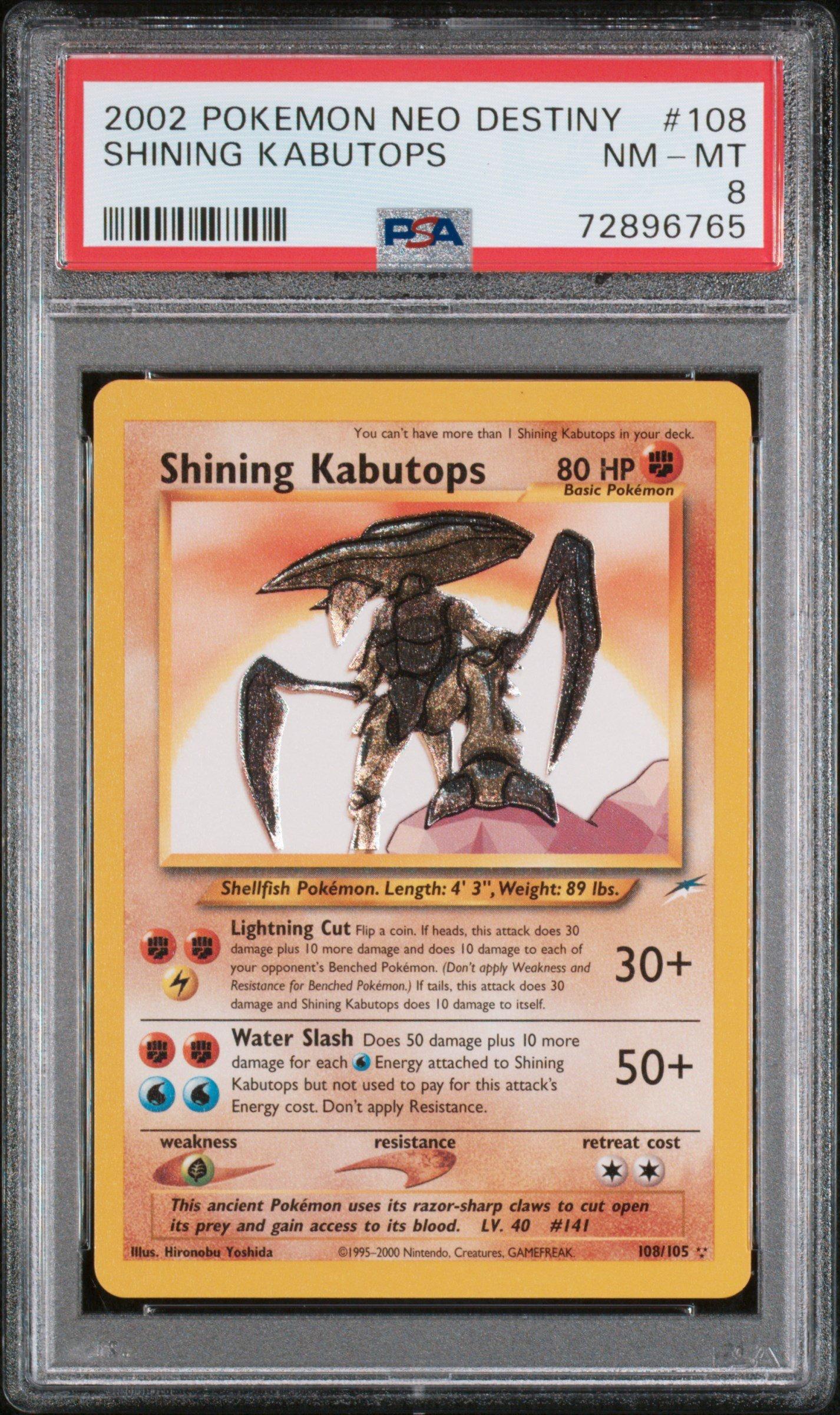 2002 Pokemon Neo Destiny 108 Shining Kabutops PSA 8 Graded Card 
