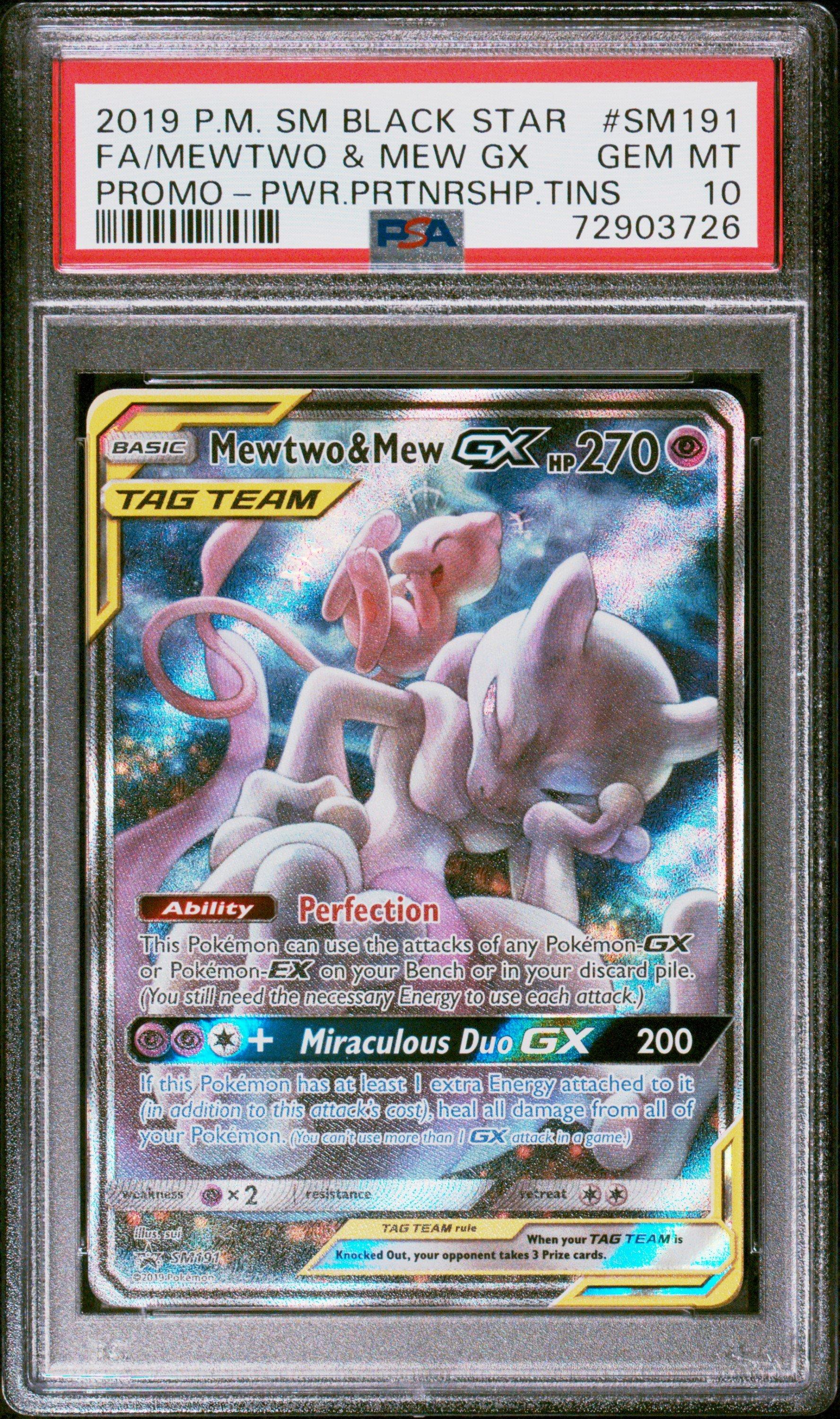 2019 Pokemon Sm Black Star Promo Sm191 Fa/mewtwo & Mew Gx