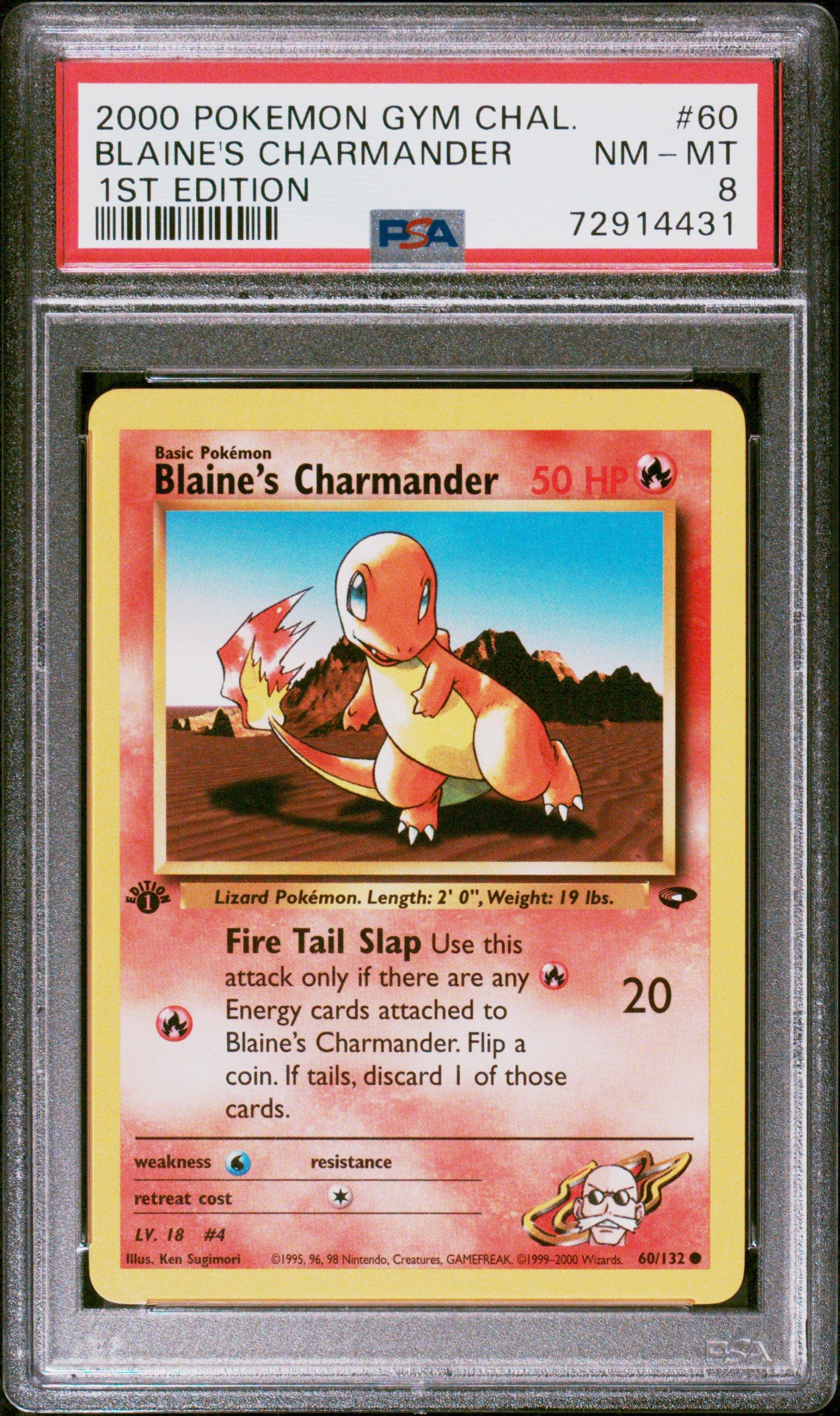 2000 Pokemon Gym Challenge 60 Blaine's Charmander 1st Edition PSA 8