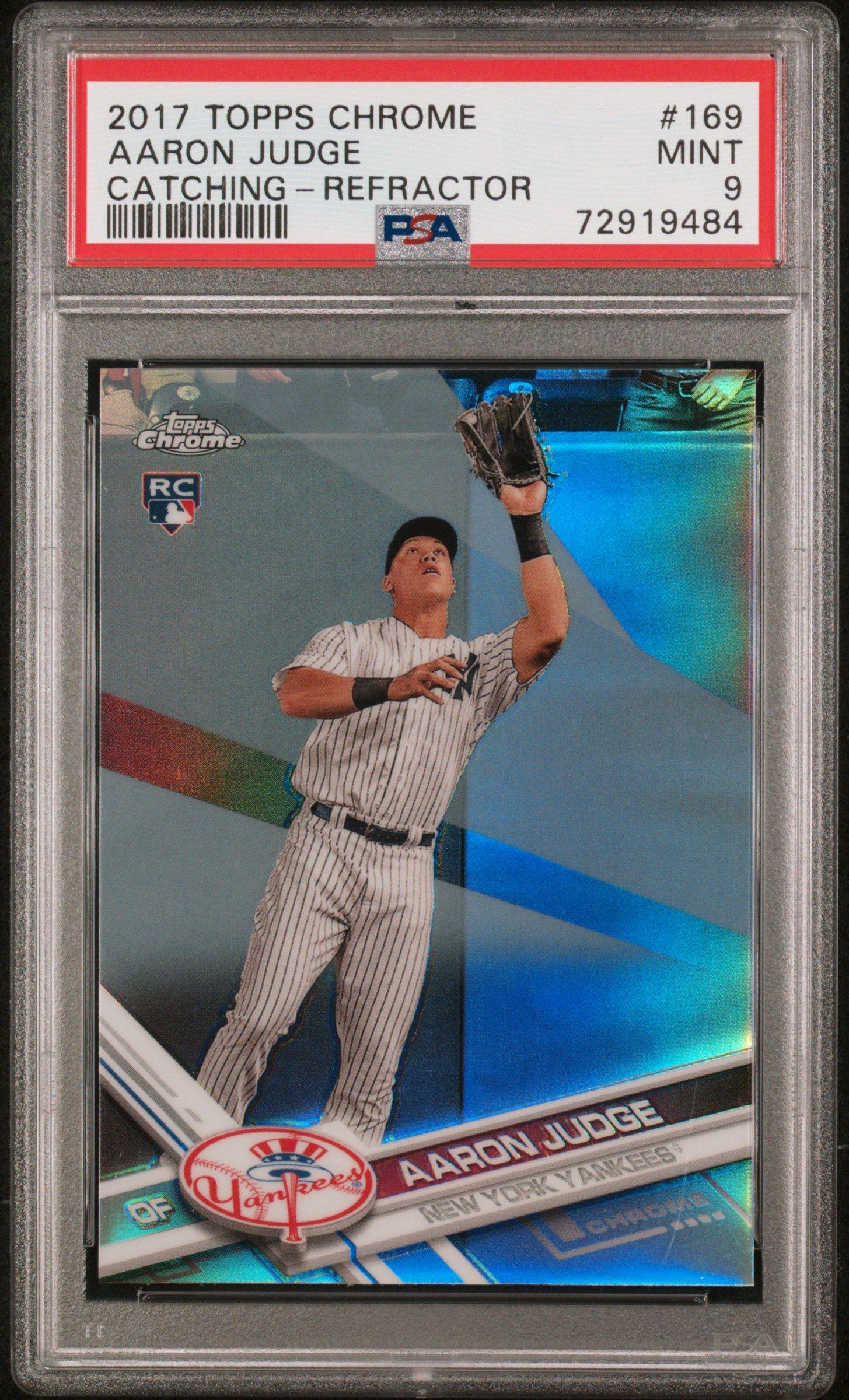 2017 Topps Chrome 169 Aaron Judge Refractor PSA 9 Graded Card 