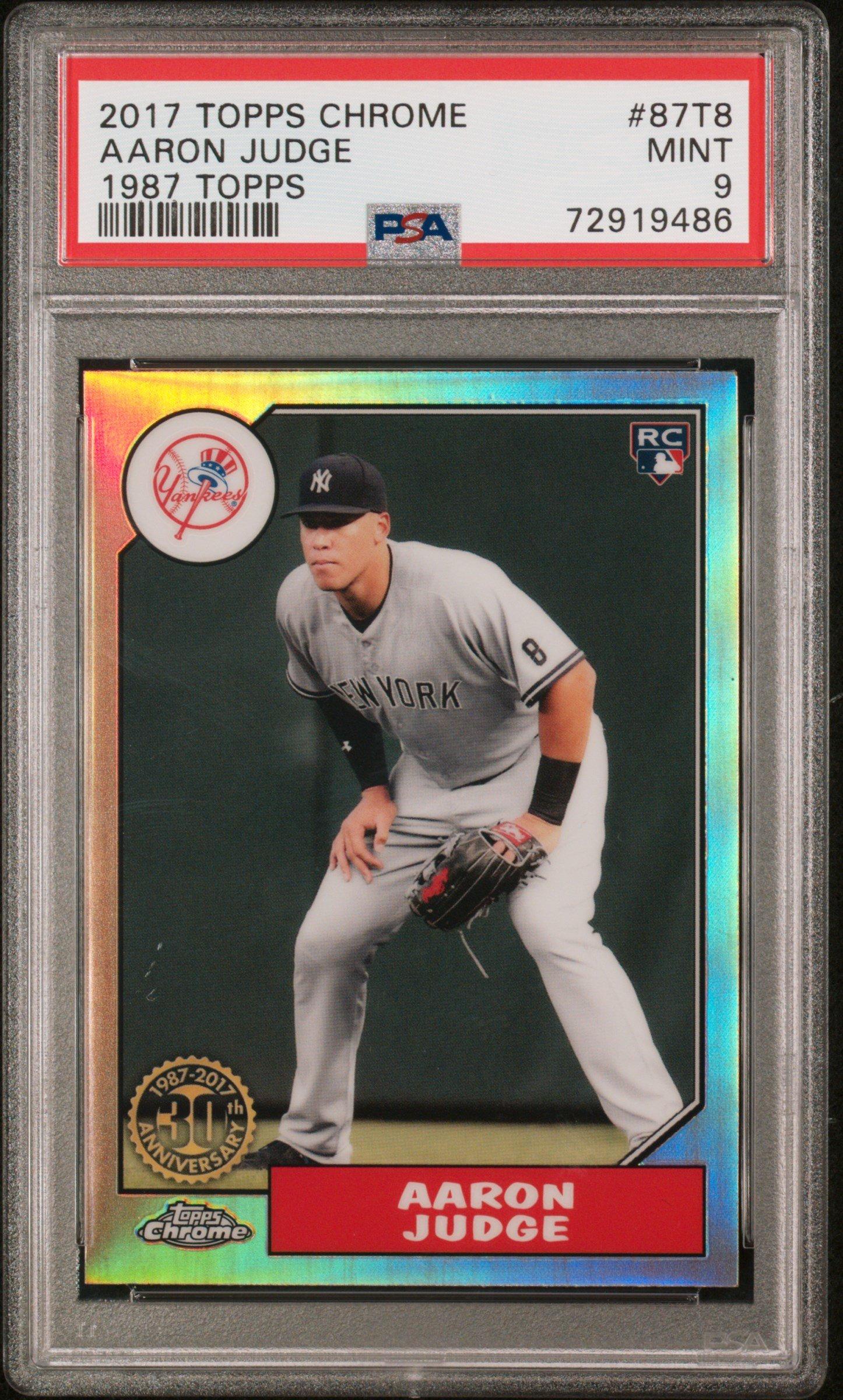 aaron judge rookie card graded PSA Mystery Power Pack - 1 PSA Graded Aaron Judge Card and 2 Packs of Cards Per Pack 2017 Topps Chrome 1987 Topps