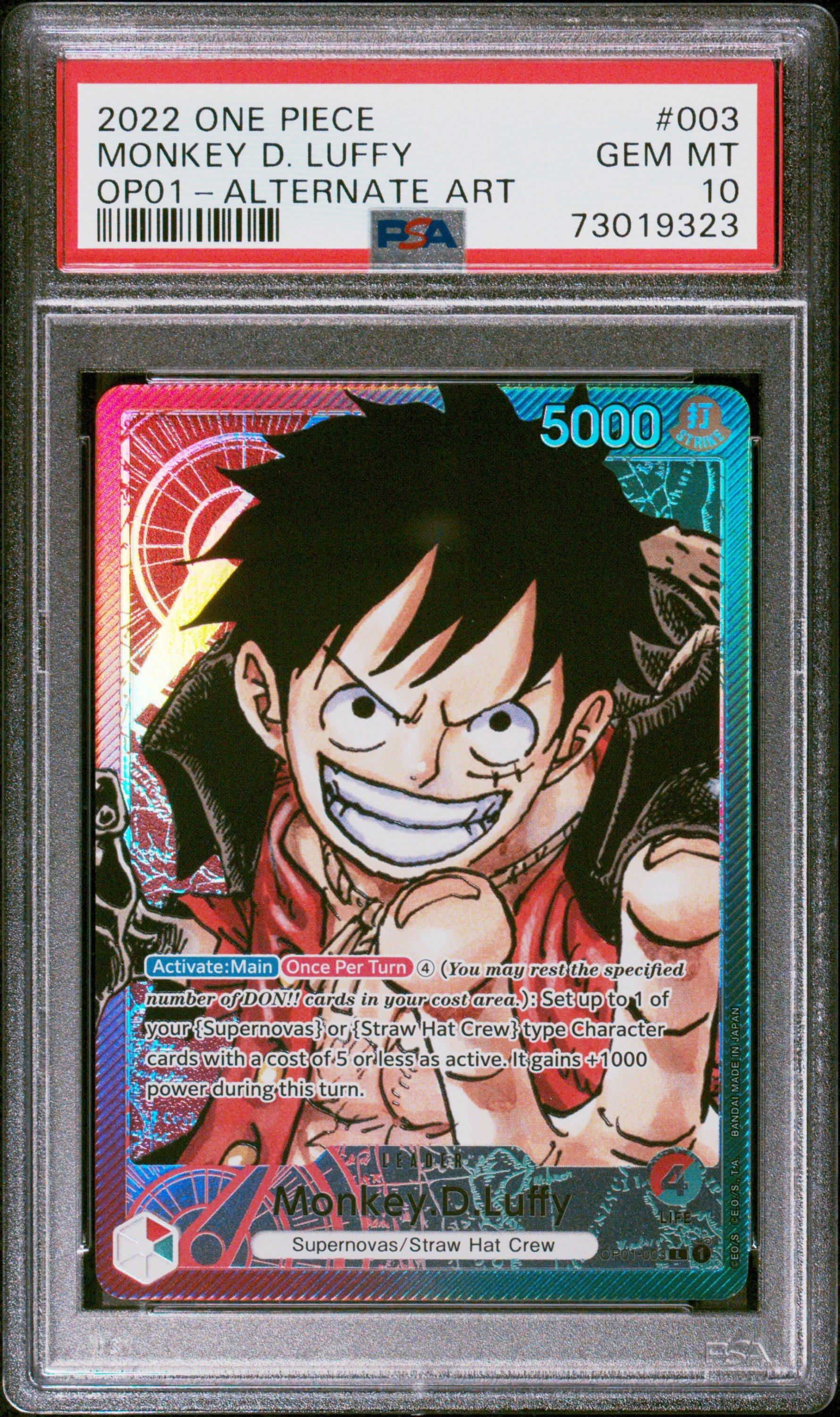 2022 One Piece Romance Dawn 003 Monkey D. Luffy Alternate Art PSA 10