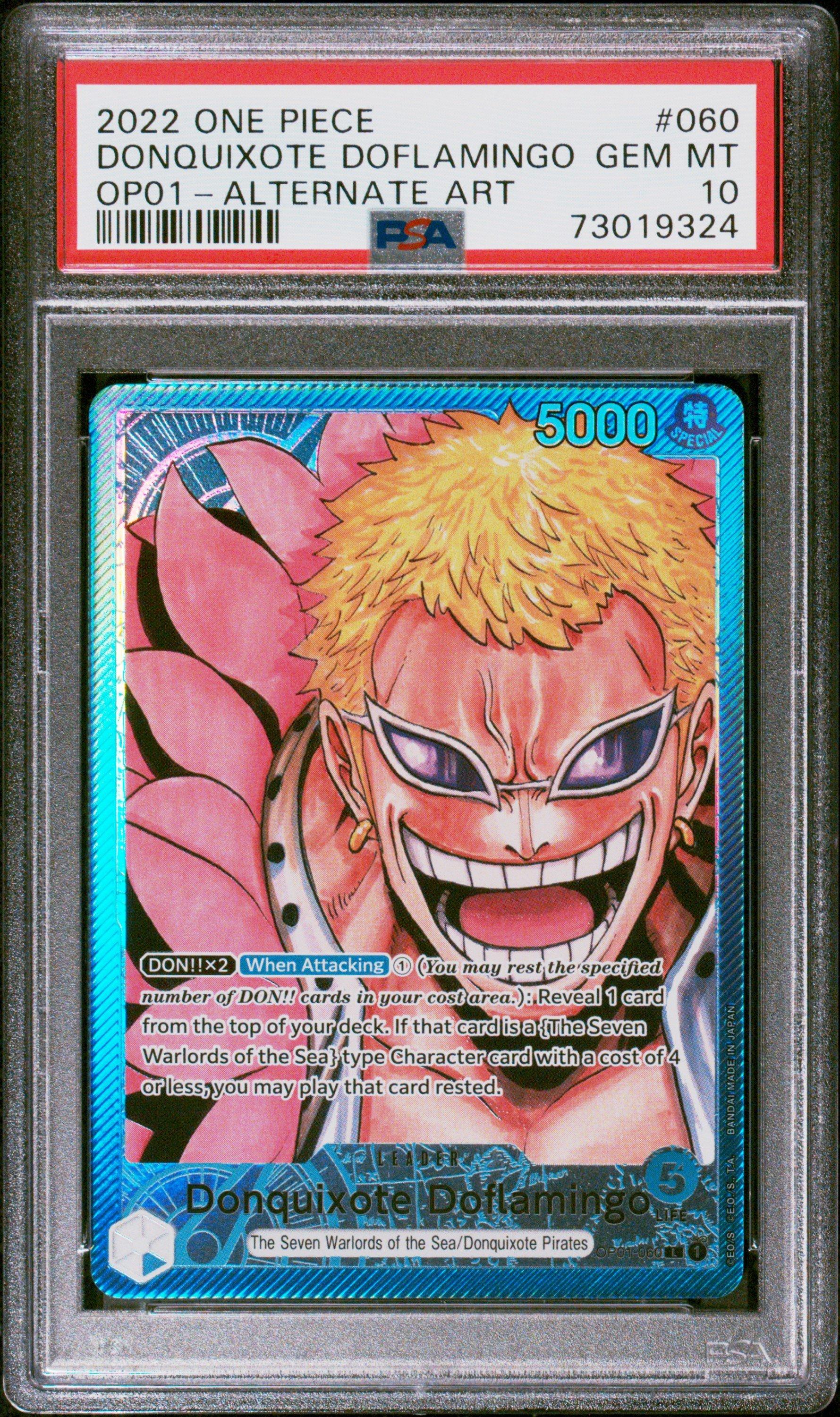 ワンピース カードゲーム PSA10 DONQUIXOTE DOFLAMINGO ALTERNATEART Donquixote Doflamingo 2023 Kingdoms of Intrigue #OP04-019