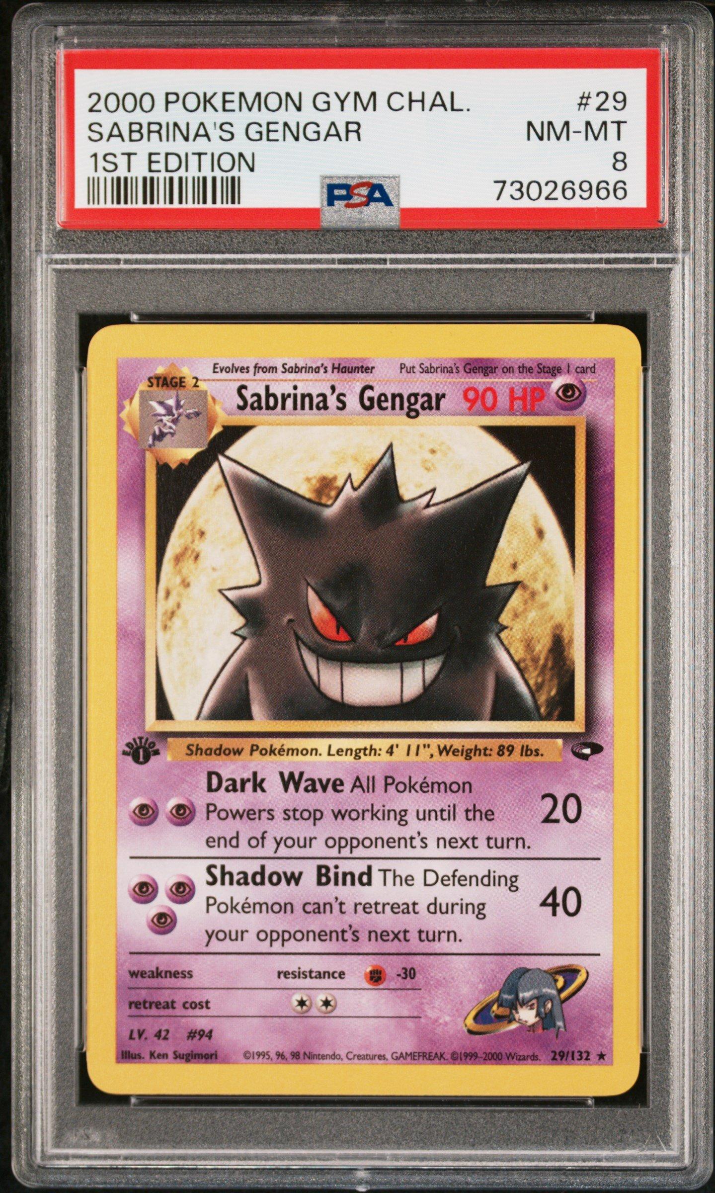 2000 Pokemon Gym Challenge 29 Sabrina's Gengar 1st Edition PSA 8