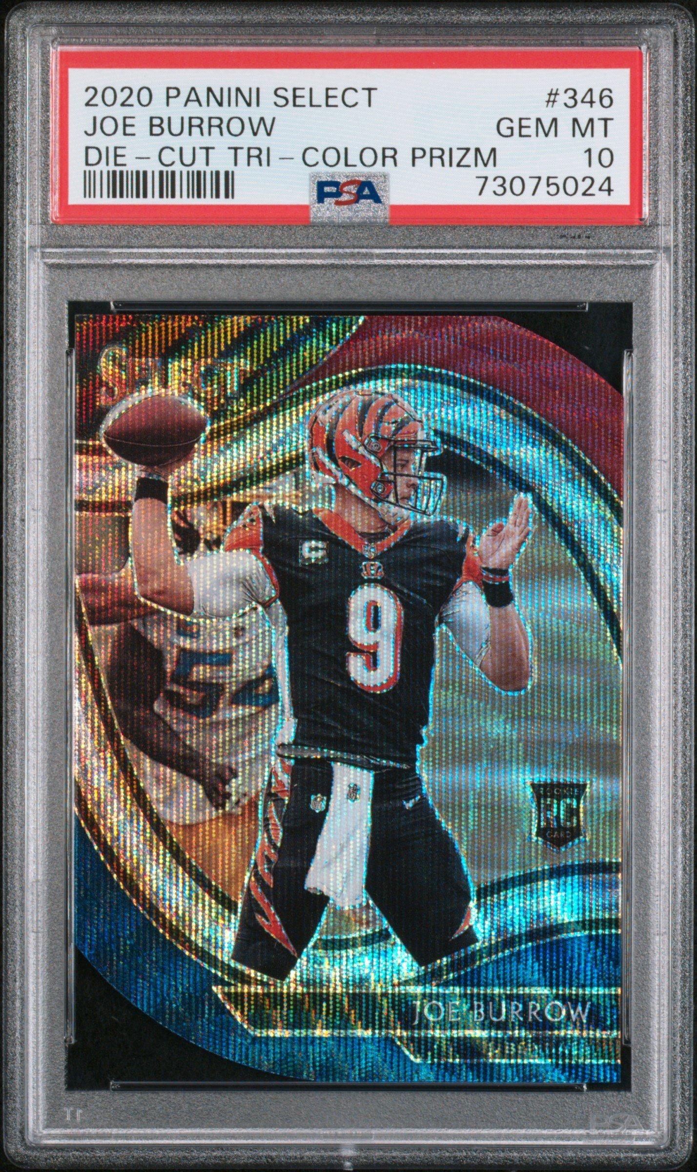 2020 Panini Select Joe Burrow Die-cut Tri-color Prizm PSA