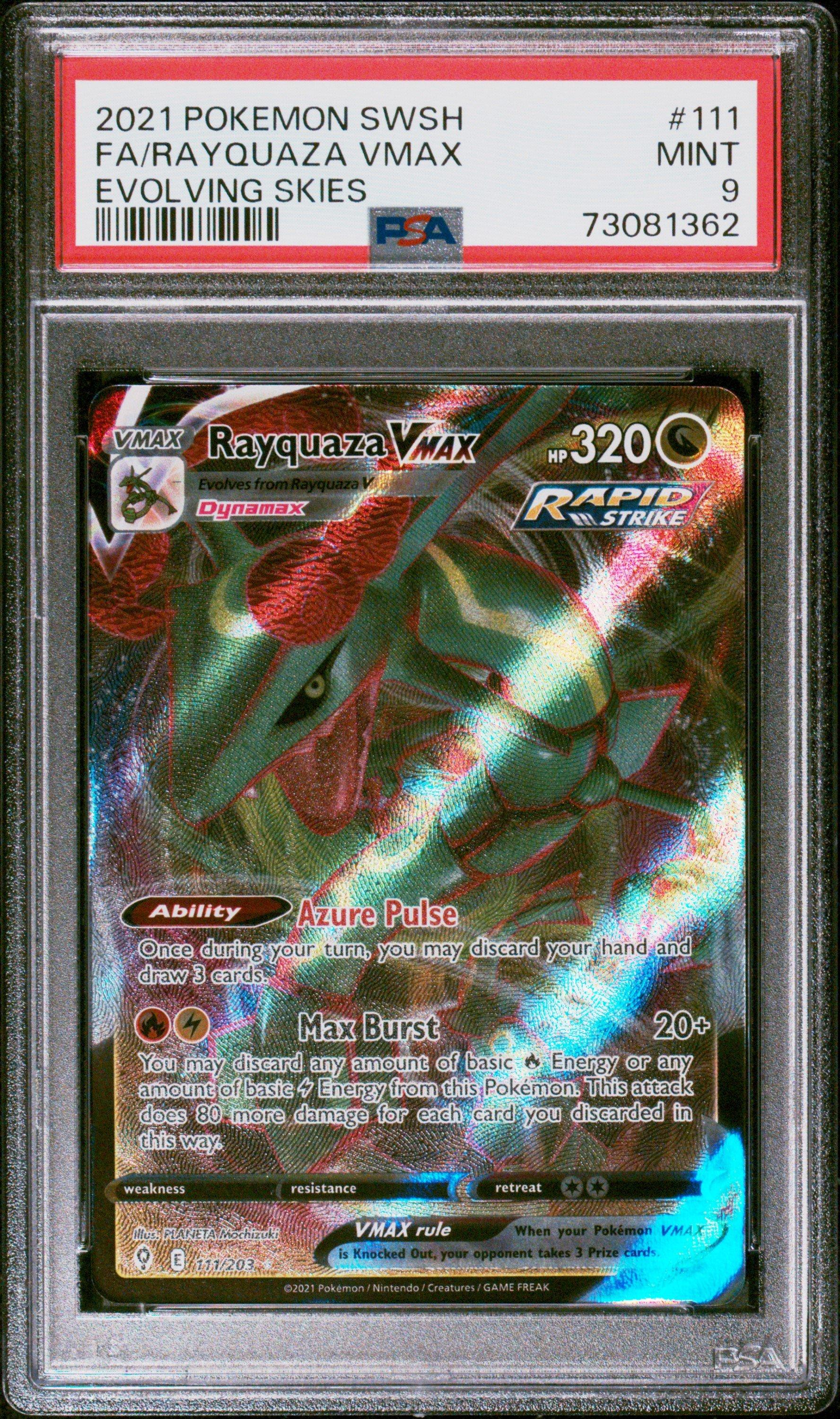 2021 Pokemon Sword & Shield Evolving Skies 111 Fa/rayquaza Vmax PSA