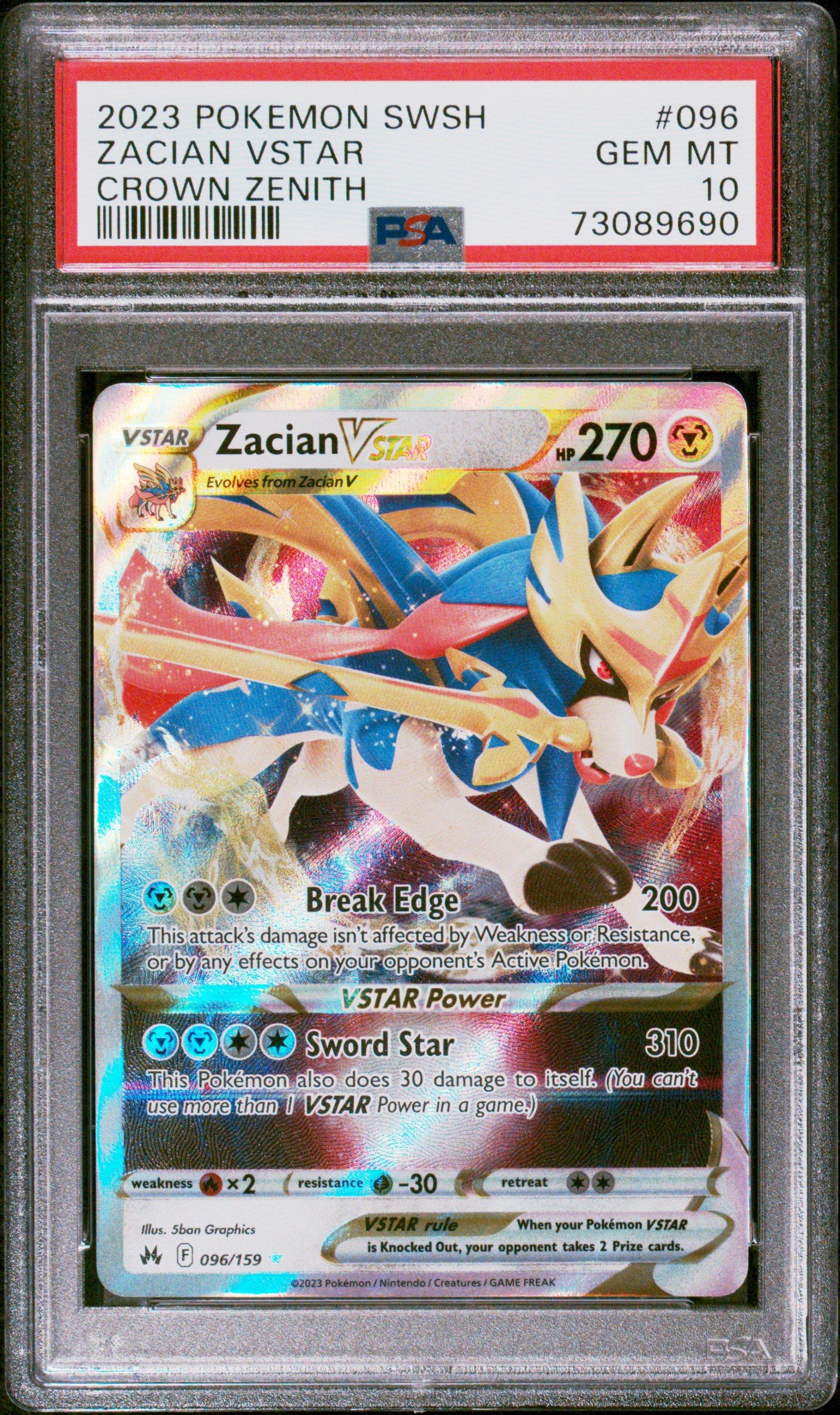 2023 Pokemon Sword And Shield Crown Zenith 096 Zacian Vstar PSA 10