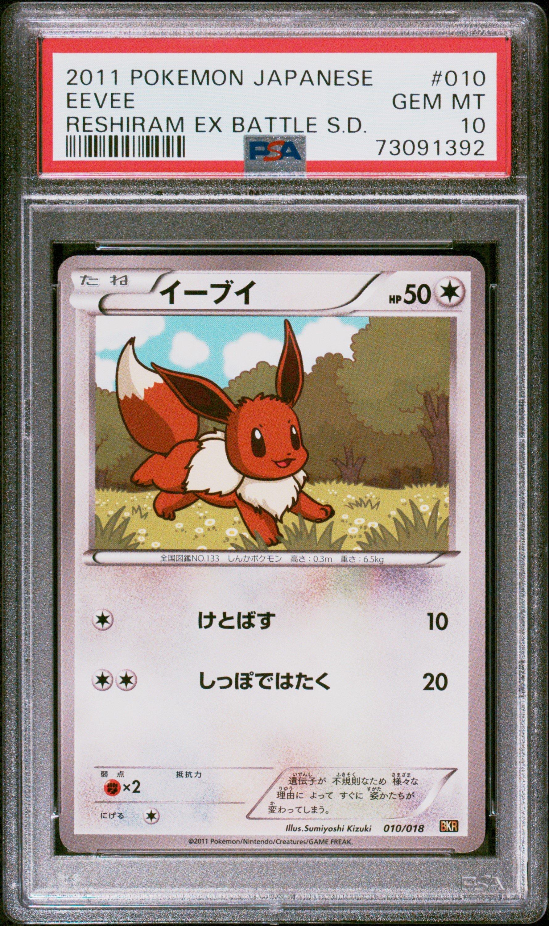 2011 Pokemon Japanese Reshiram Ex Battle Strength Deck 010 Eevee PSA 10