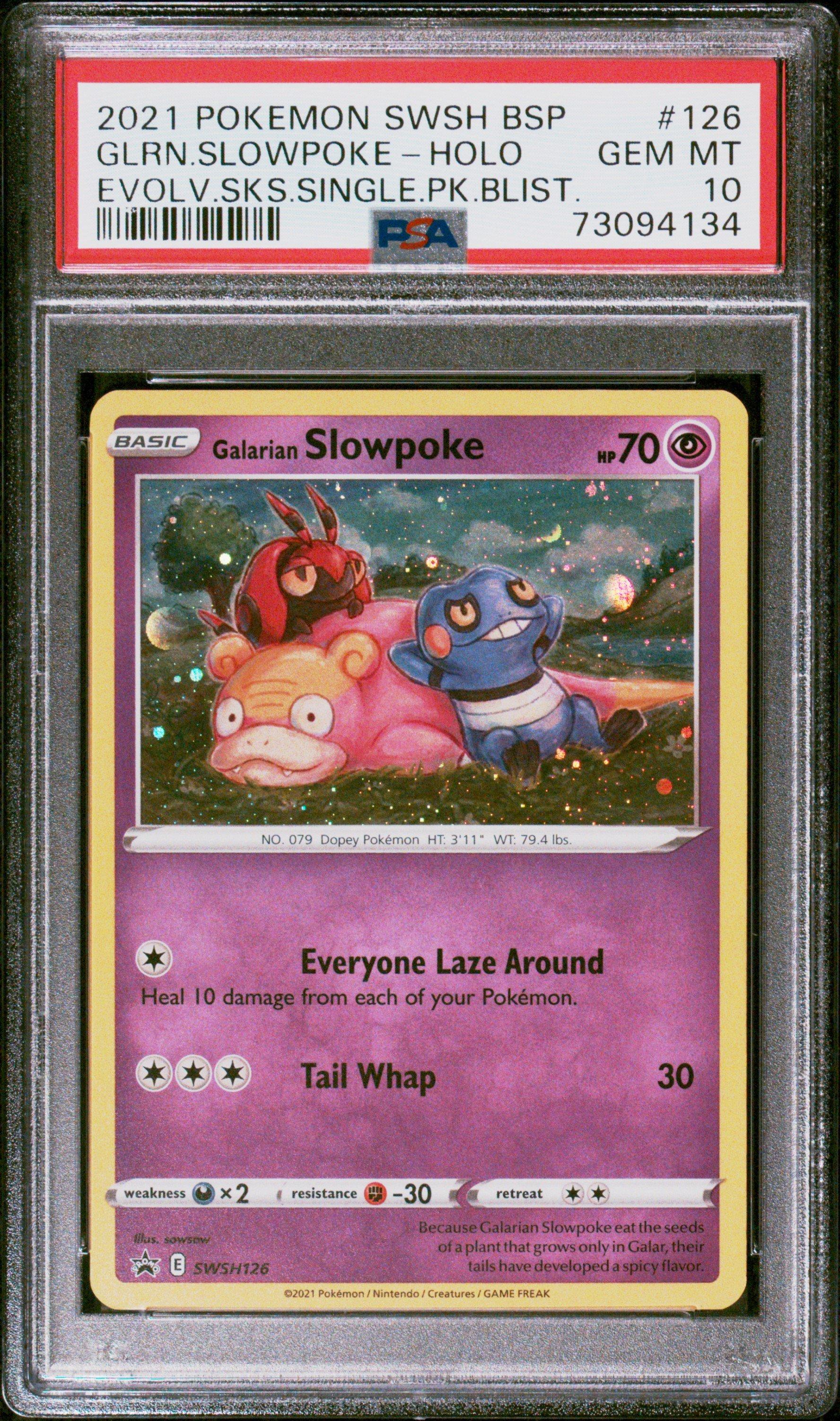 2021 Pokemon Swsh Black Star Promo 126 Galarian Slowpoke-holo Evolving Skies Single Pack Blisters PSA 10