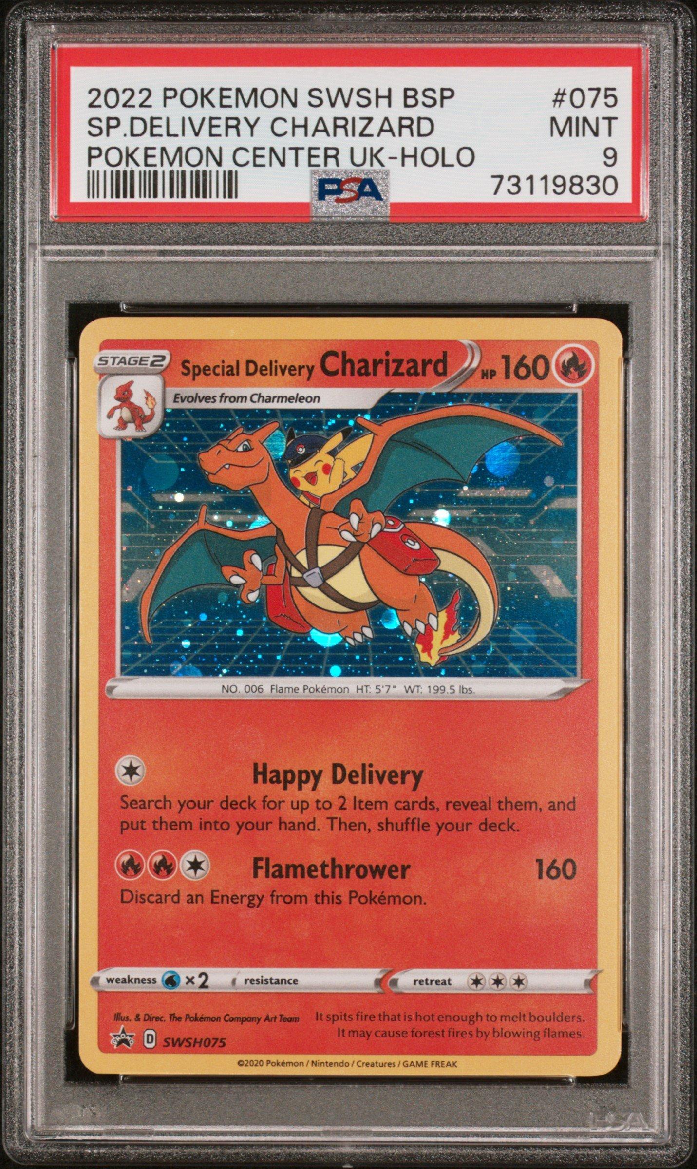 2022 charizard pokemon card value Swsh Black Star Promo 075 Special Delivery Charizard-holo Pokemon Center United Kingdom PSA 9 Graded in combination with other issues such as scratches Charizard VSTAR 2022 Sword &