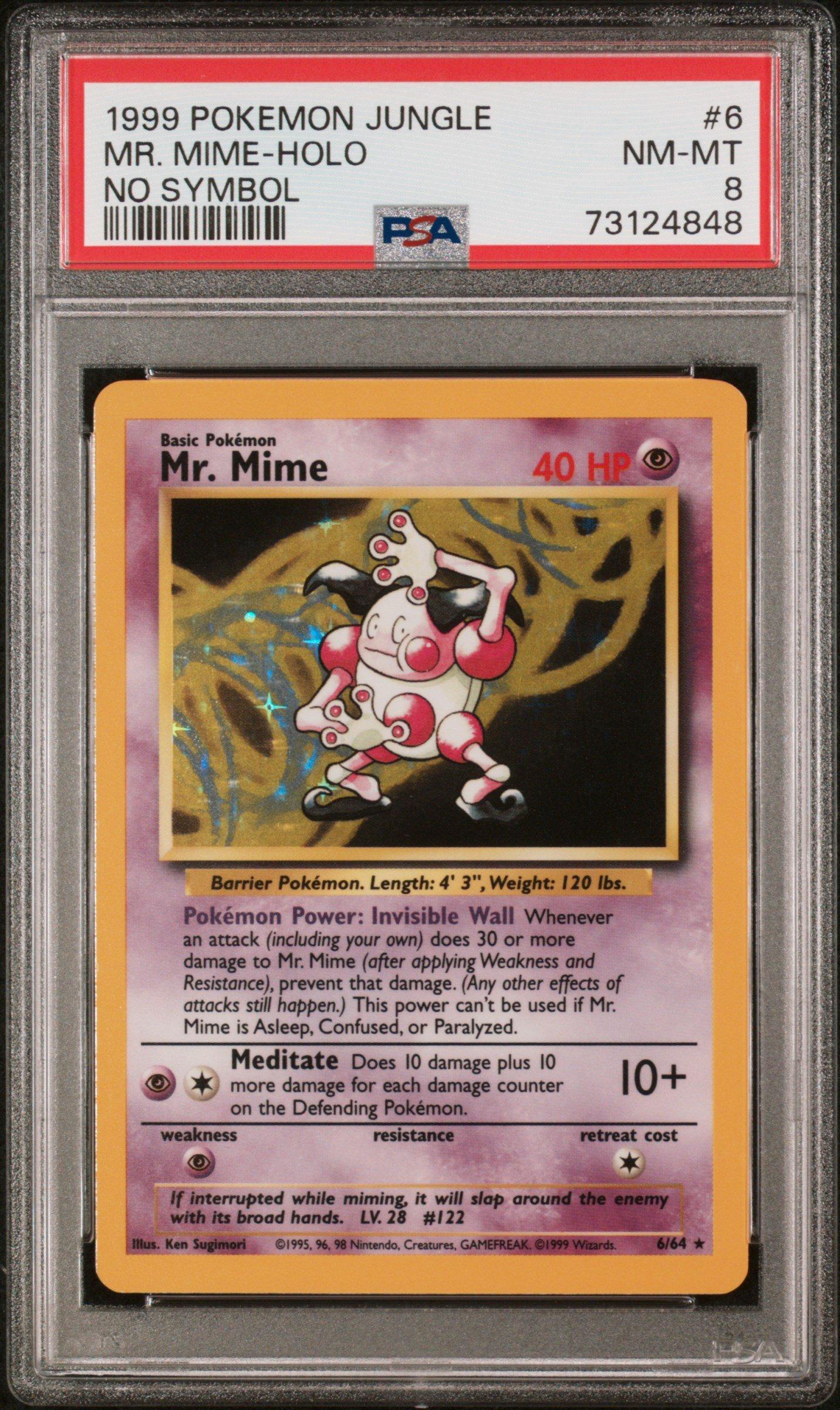 GameStop 1999 Pokemon Jungle 6 Mr. Mime-holo No Symbol PSA 8