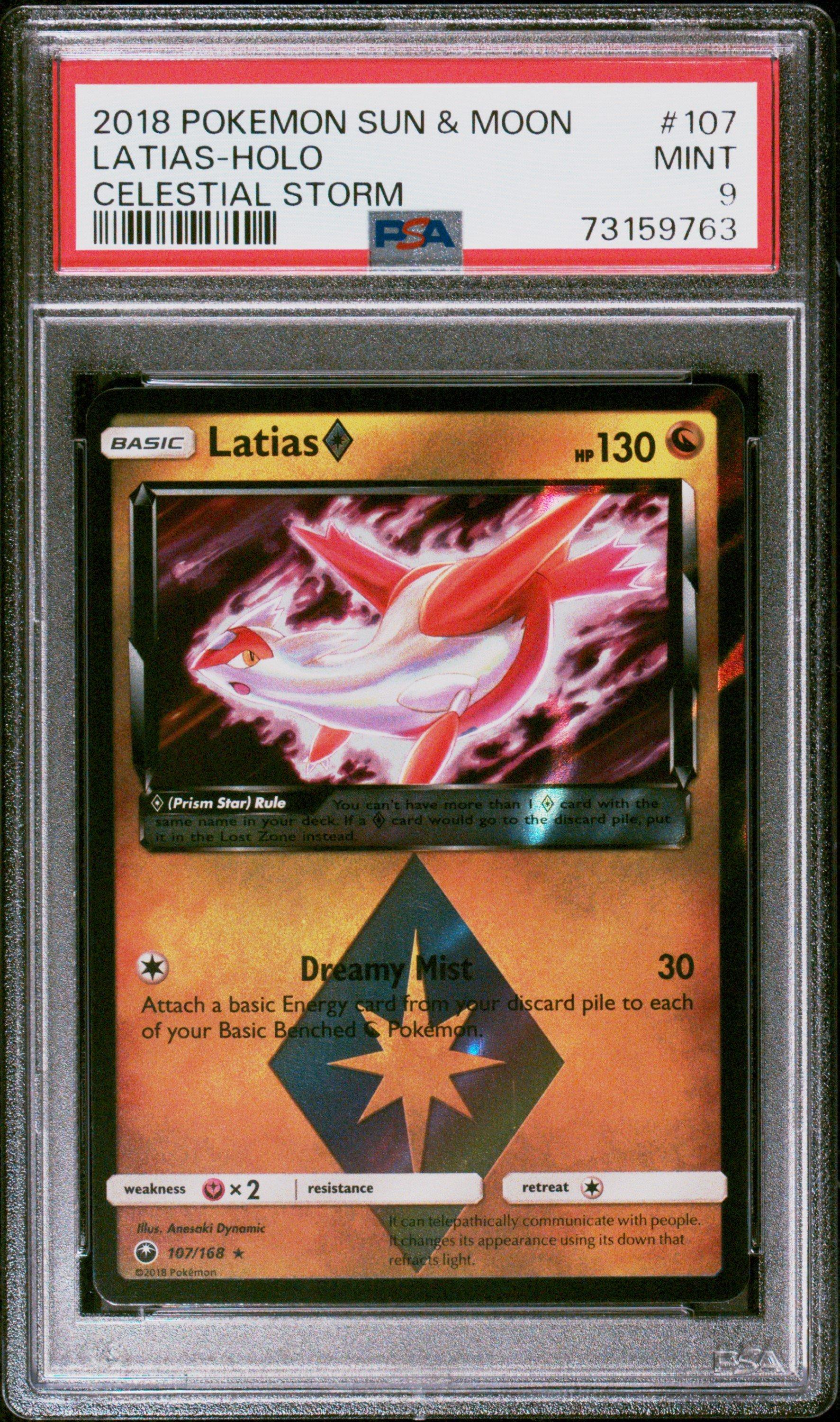 2018 Pokemon Sun & Moon Celestial Storm 107 Latias-holo PSA 9