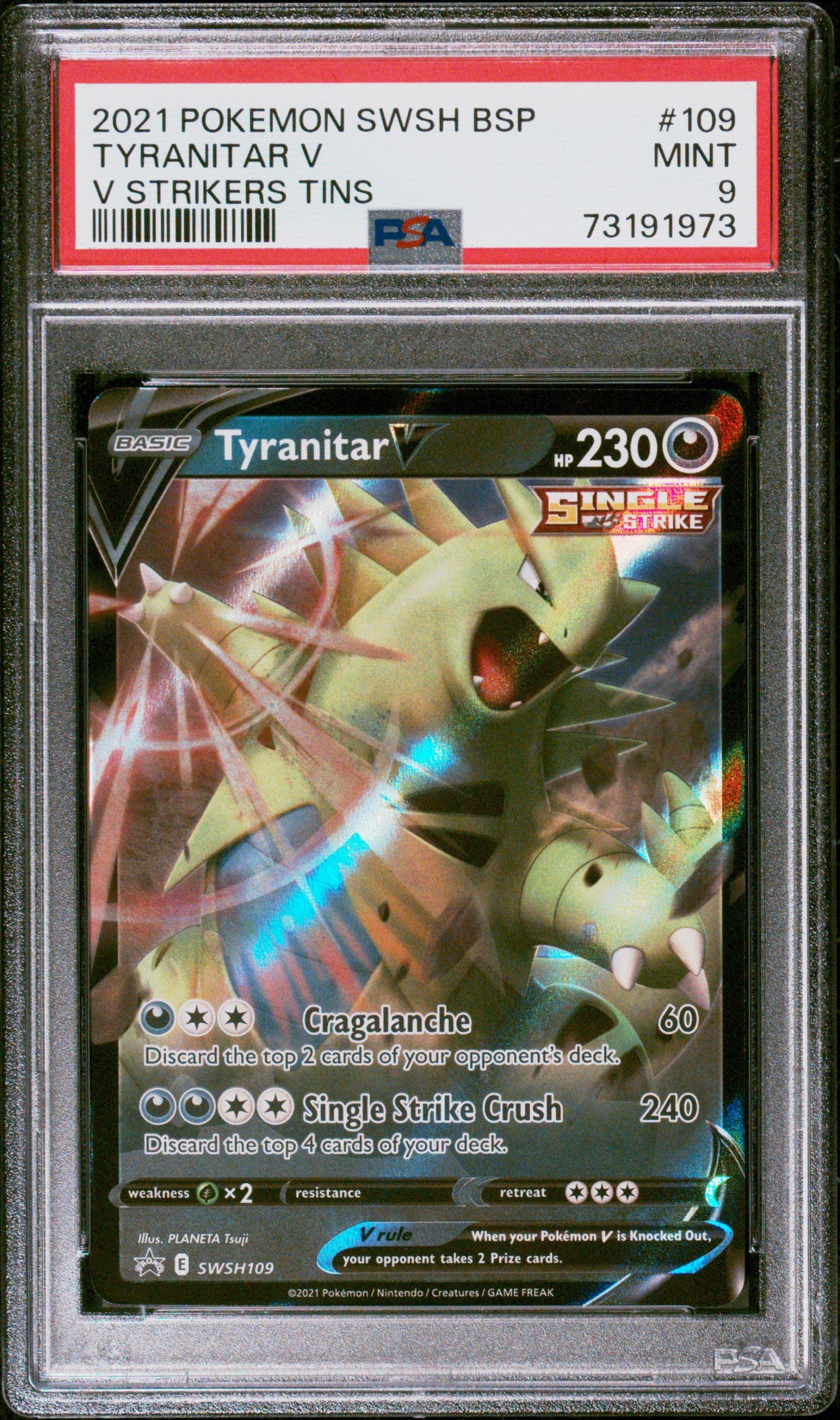 2021 Pokemon Swsh Black Star Promo 109 Tyranitar V V Strikers Tins PSA