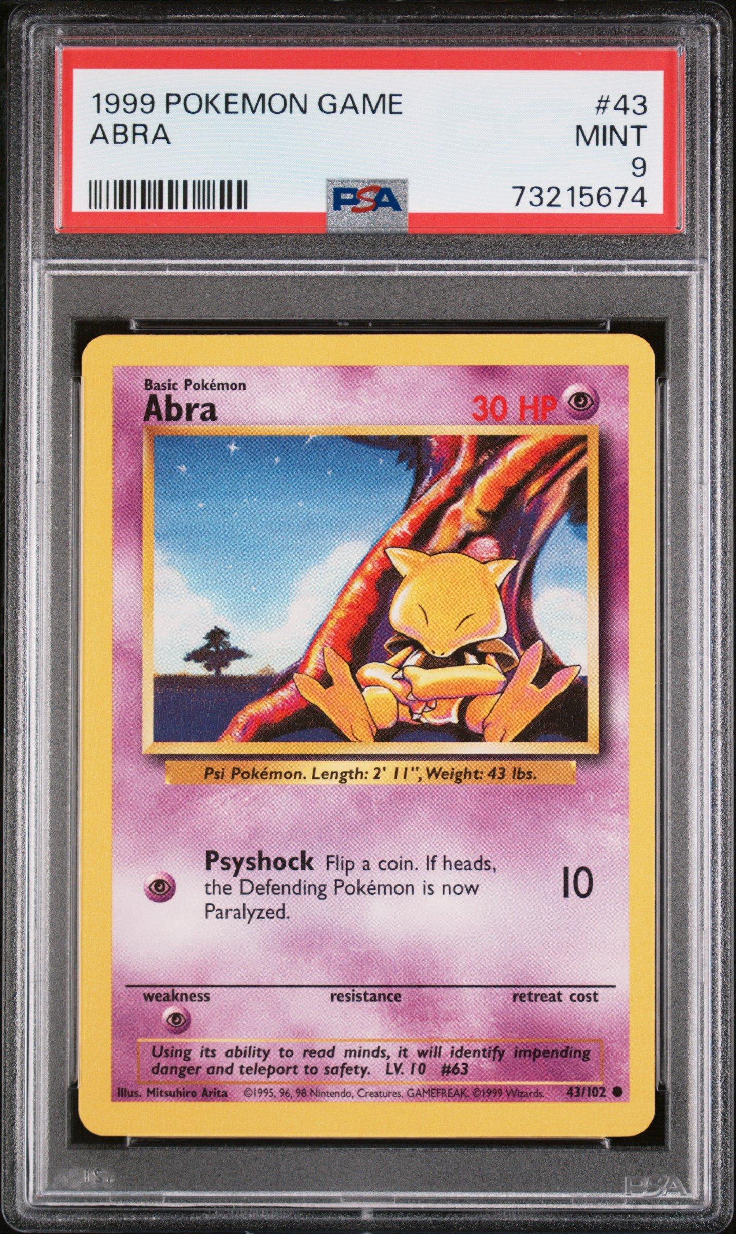 1999 abra pokemon card value Sabrina''s 94/132 Common 1st Edition Near Mint Psychic Rarity Abra [1st Edition] #49 Prices