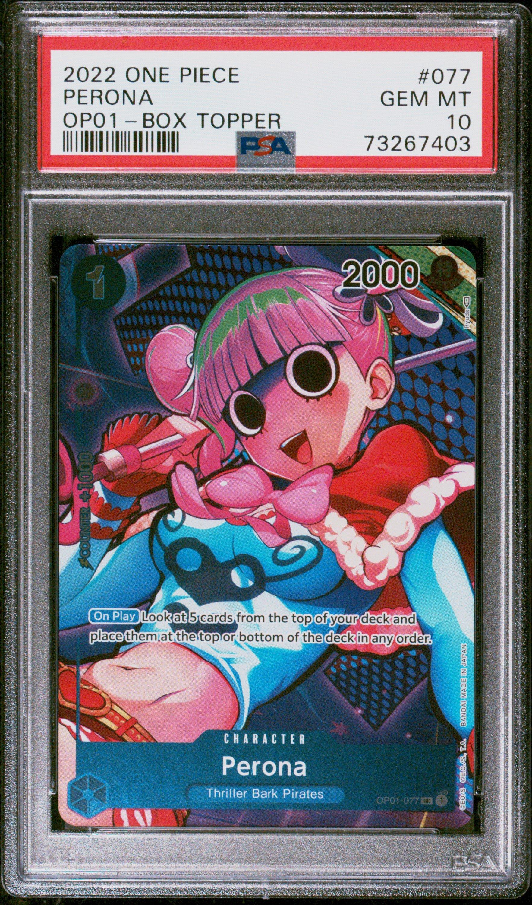 2022 One Piece Op01-romance Dawn 077 Perona Box Topper PSA 10