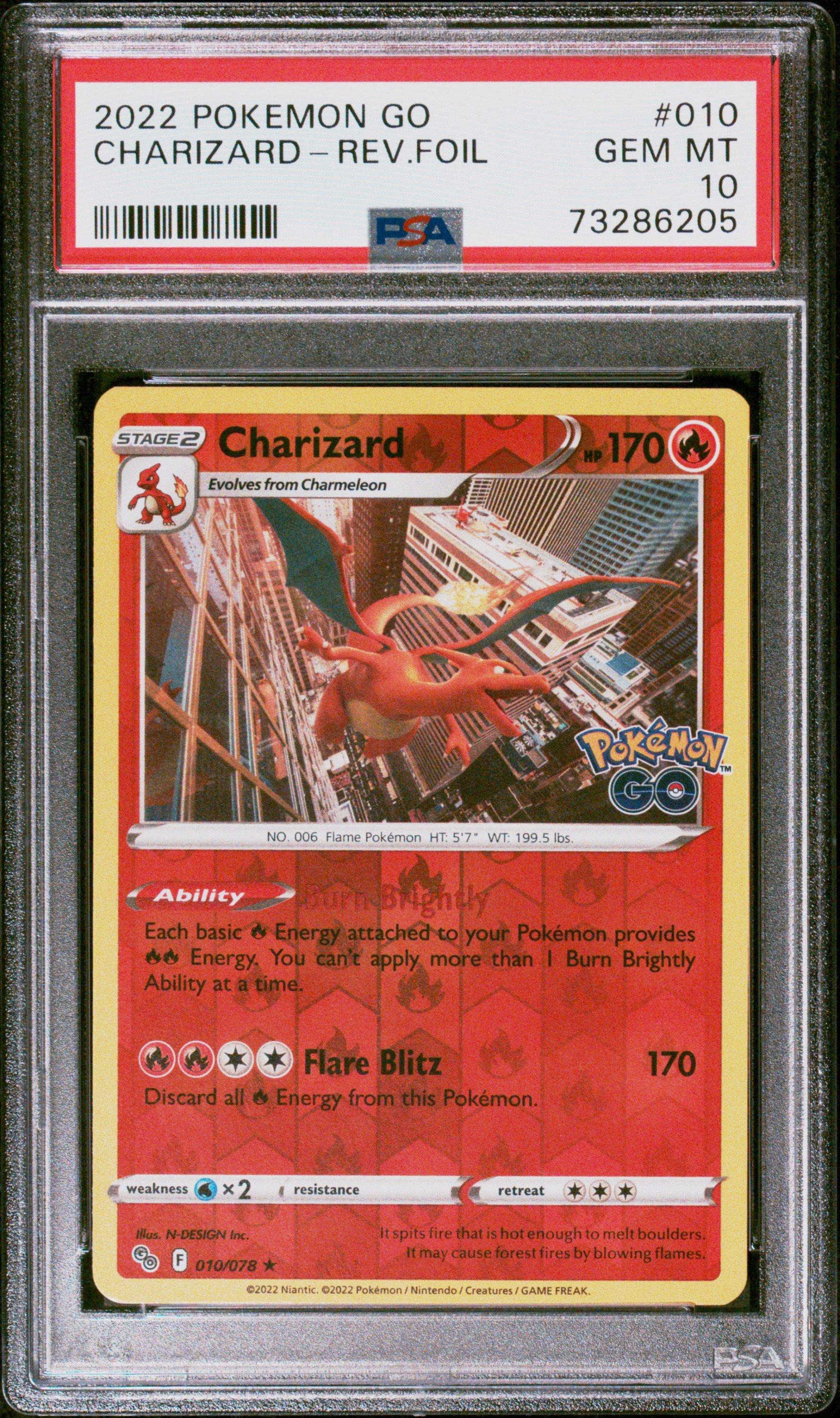 2022 Pokemon Go 010 Charizard-reverse Foil PSA