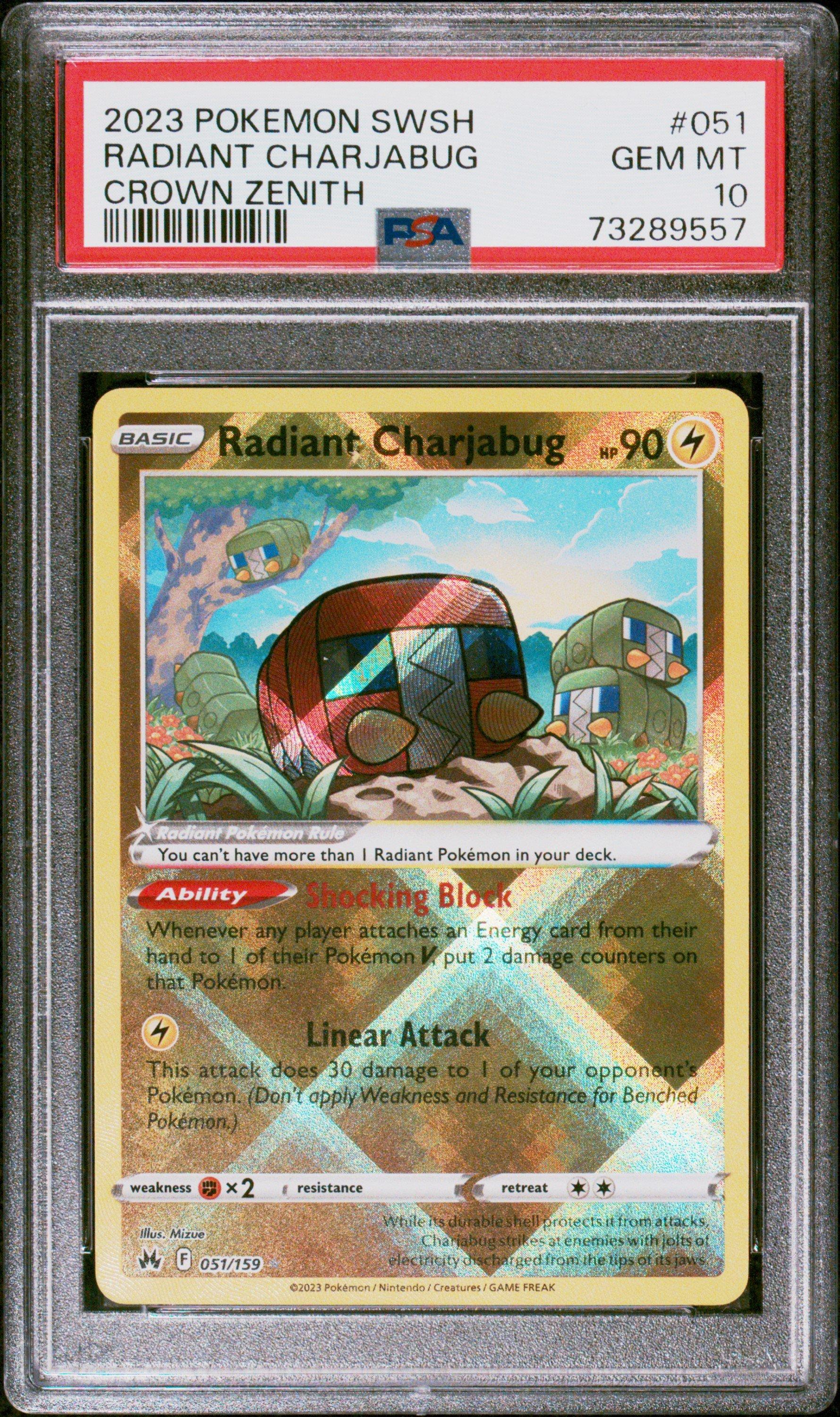 2023 Pokemon Sword And Shield Crown Zenith 051 Radiant Charjabug PSA 10