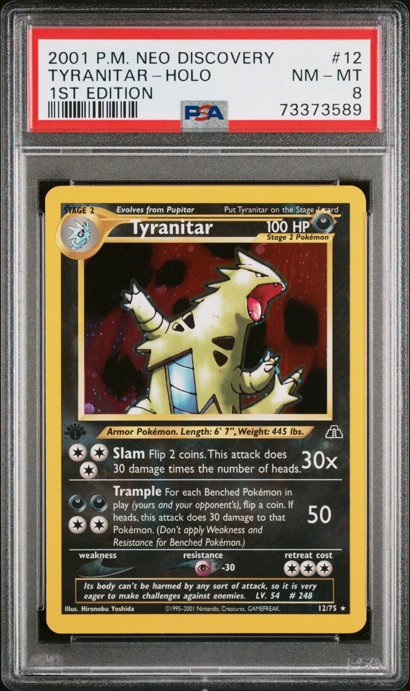 2001 Pokemon Neo Discovery 12 Tyranitar-holo 1st Edition PSA 8