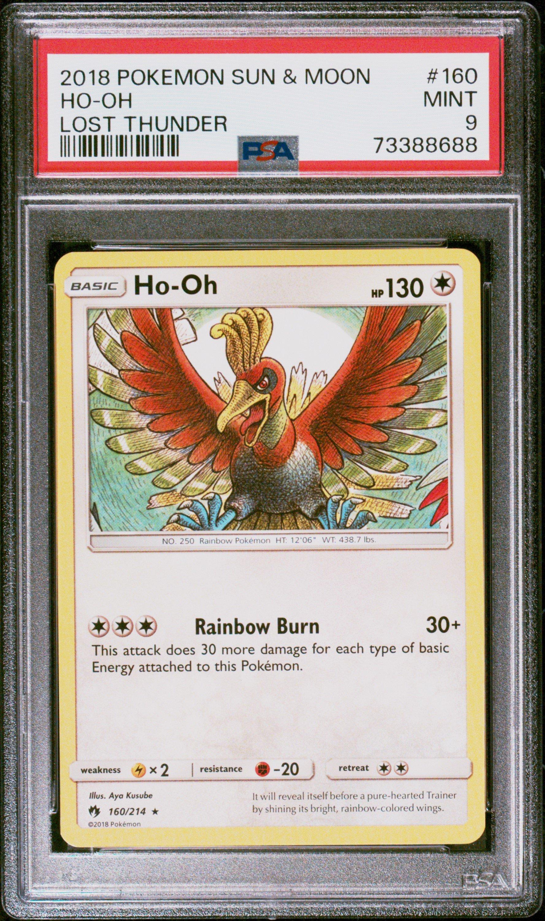 2018 Pokemon Sun & Moon Lost Thunder 160 Ho-oh PSA 9