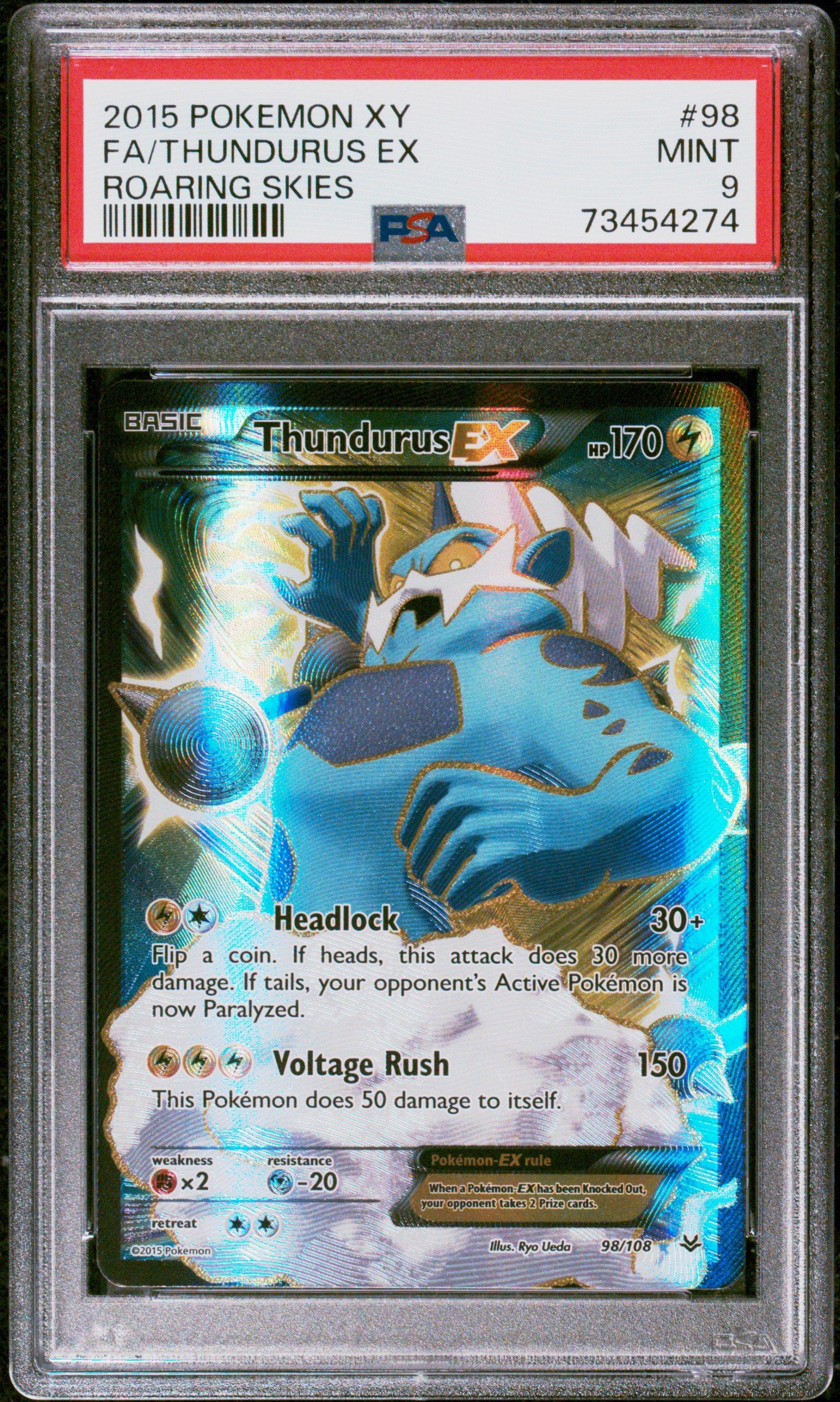 2015 Pokemon Xy Roaring Skies 98 Full Art/thundurus Ex PSA 9