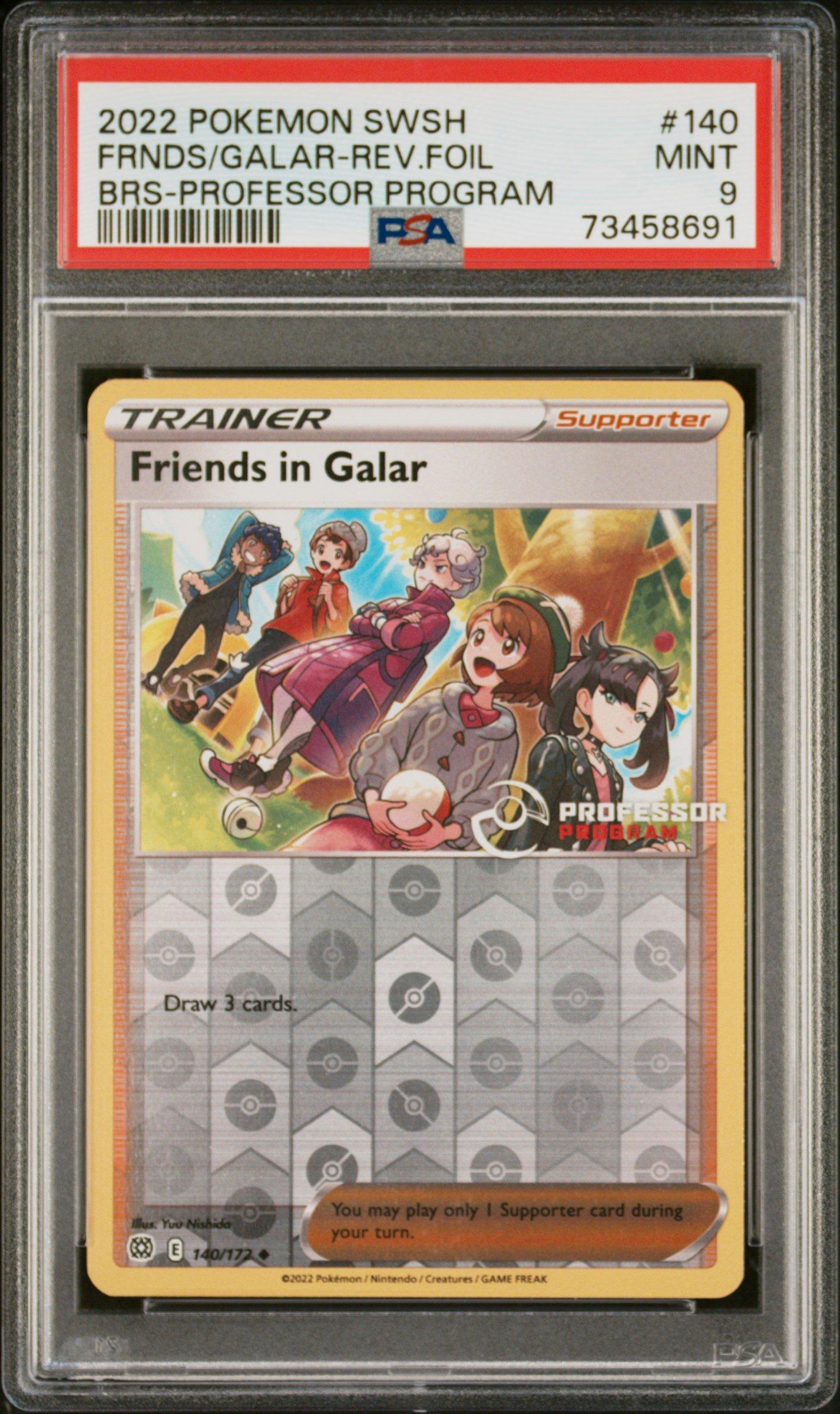 2022 Pokemon Sword & Shield Brilliant Stars 140 Friends In Galar-reverse Foil Professor Program PSA 9
