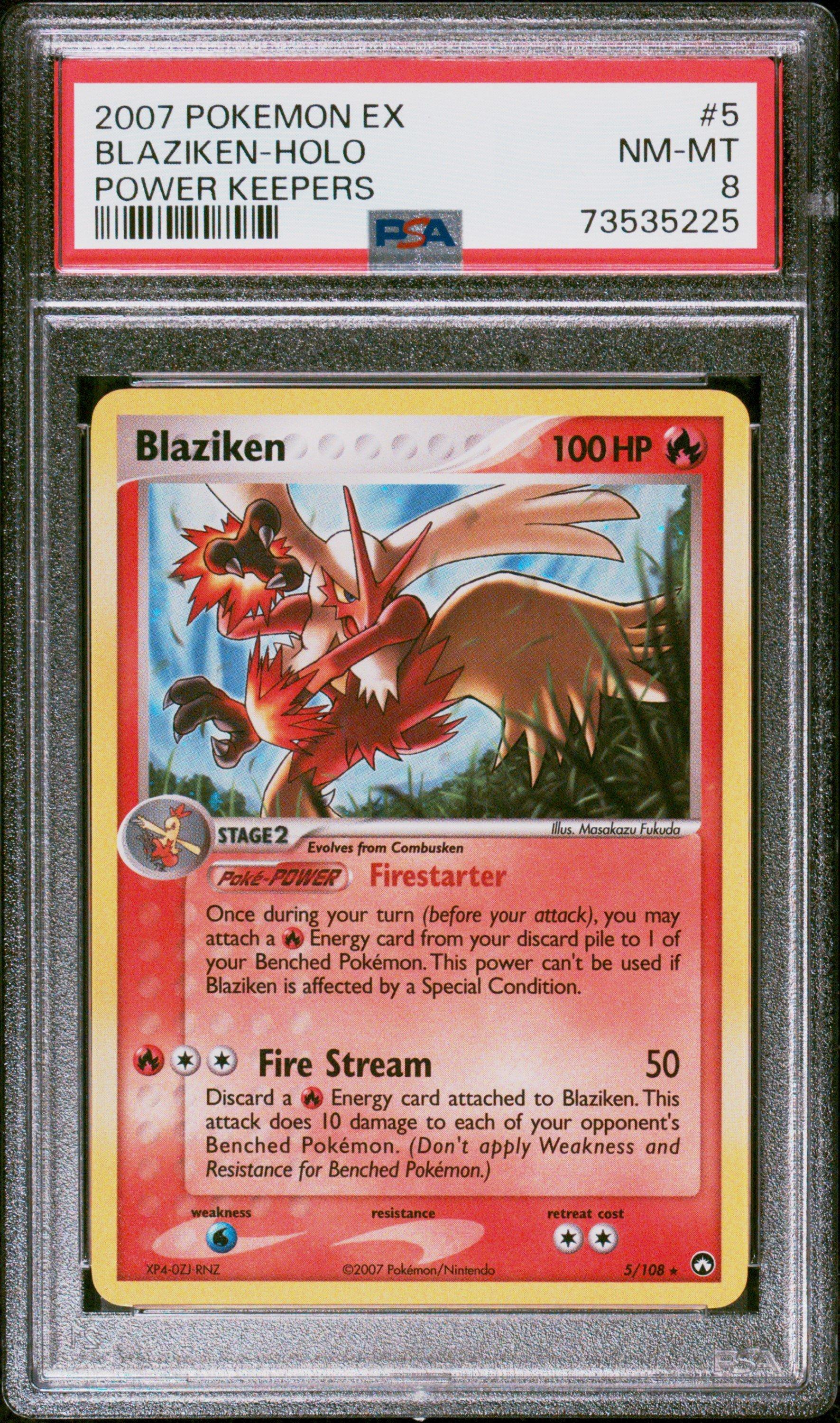 2007 Pokemon Ex Power Keepers 5 Blaziken-holo PSA 8 Graded Card