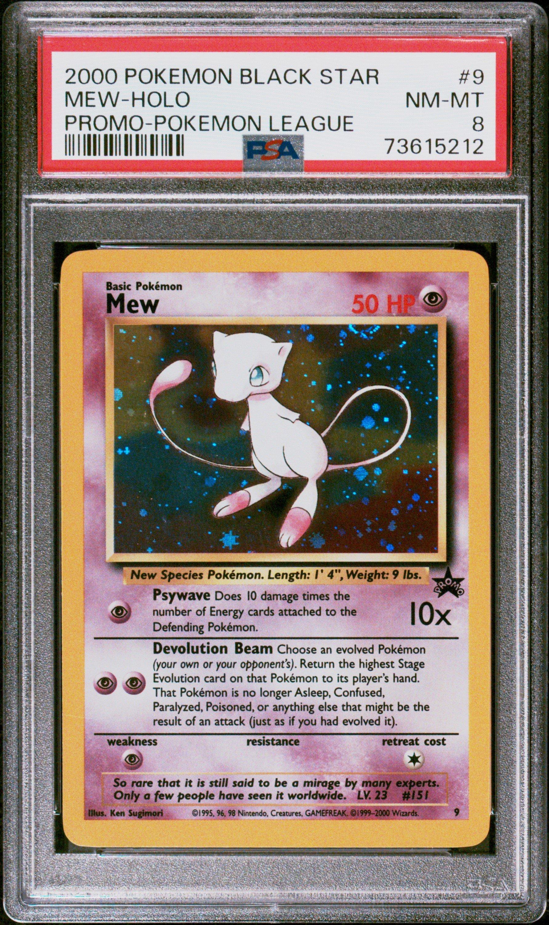 2000 Pokemon Promo Black Star 9 Mew-holo Pokemon League PSA 8