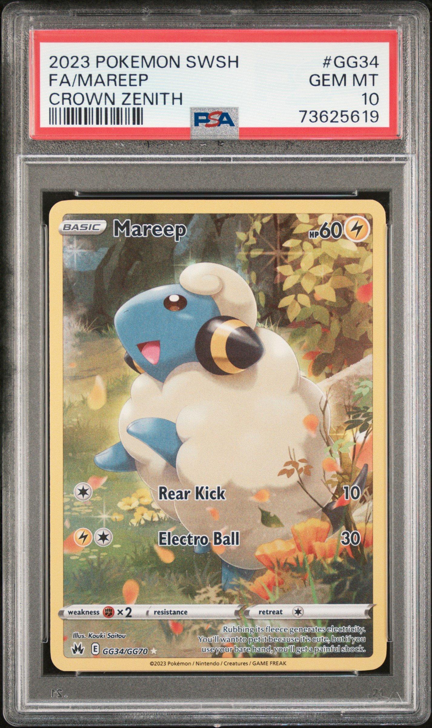 2023 Pokemon Sword And Shield Crown Zenith Gg34 Full Art/mareep PSA 10