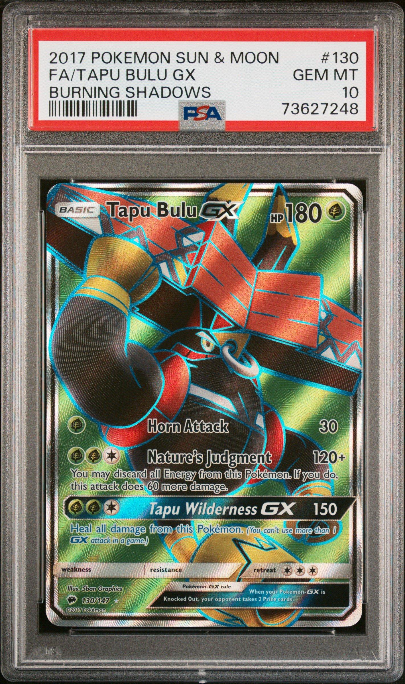 2017 Pokemon Sun & Moon Burning Shadows 130 Full Art/tapu Bulu Gx PSA 10  Graded Card | GameStop