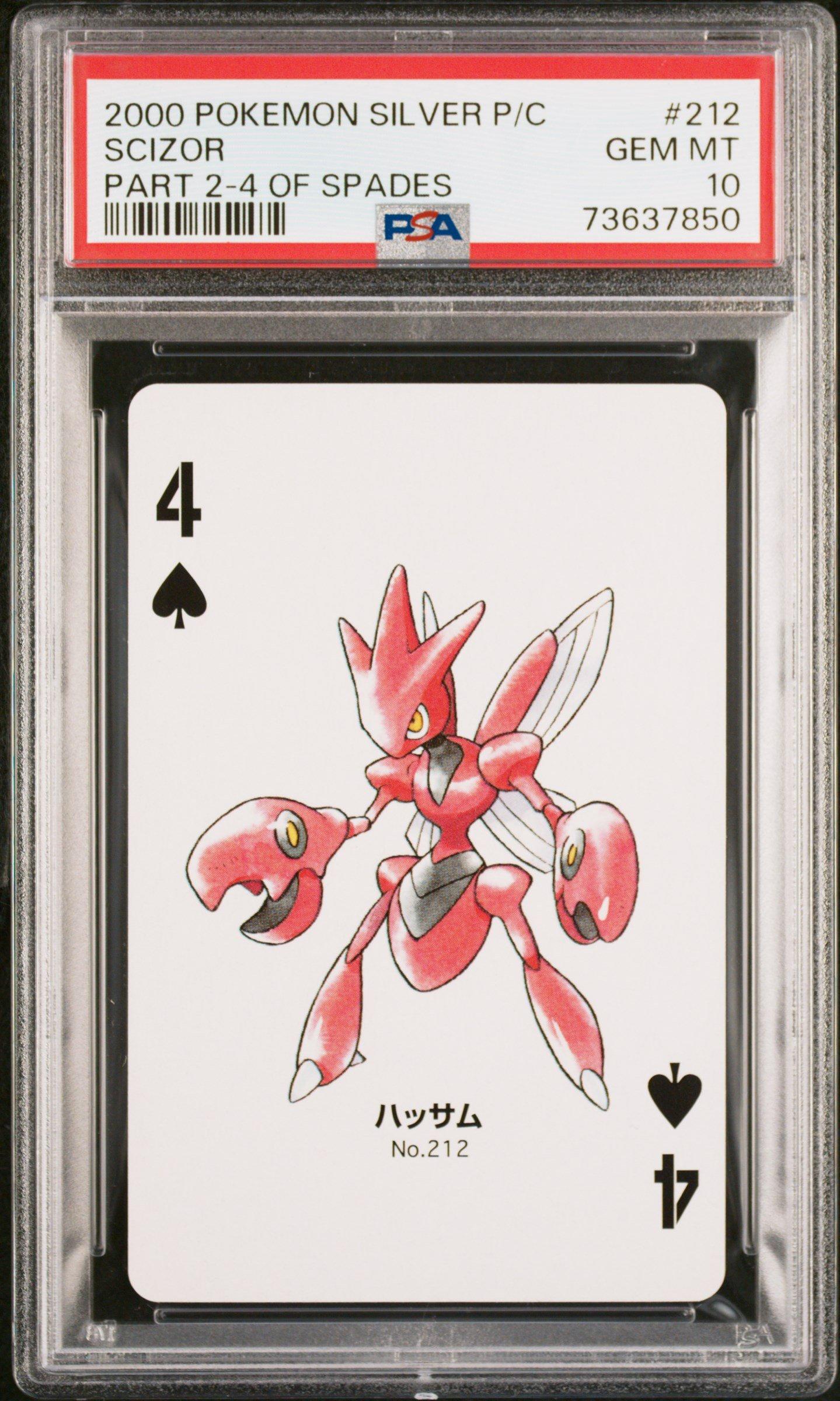 2000 Pokemon Silver Version Part 2 Playing Cards 212 Scizor 4 Of Spades PSA 10