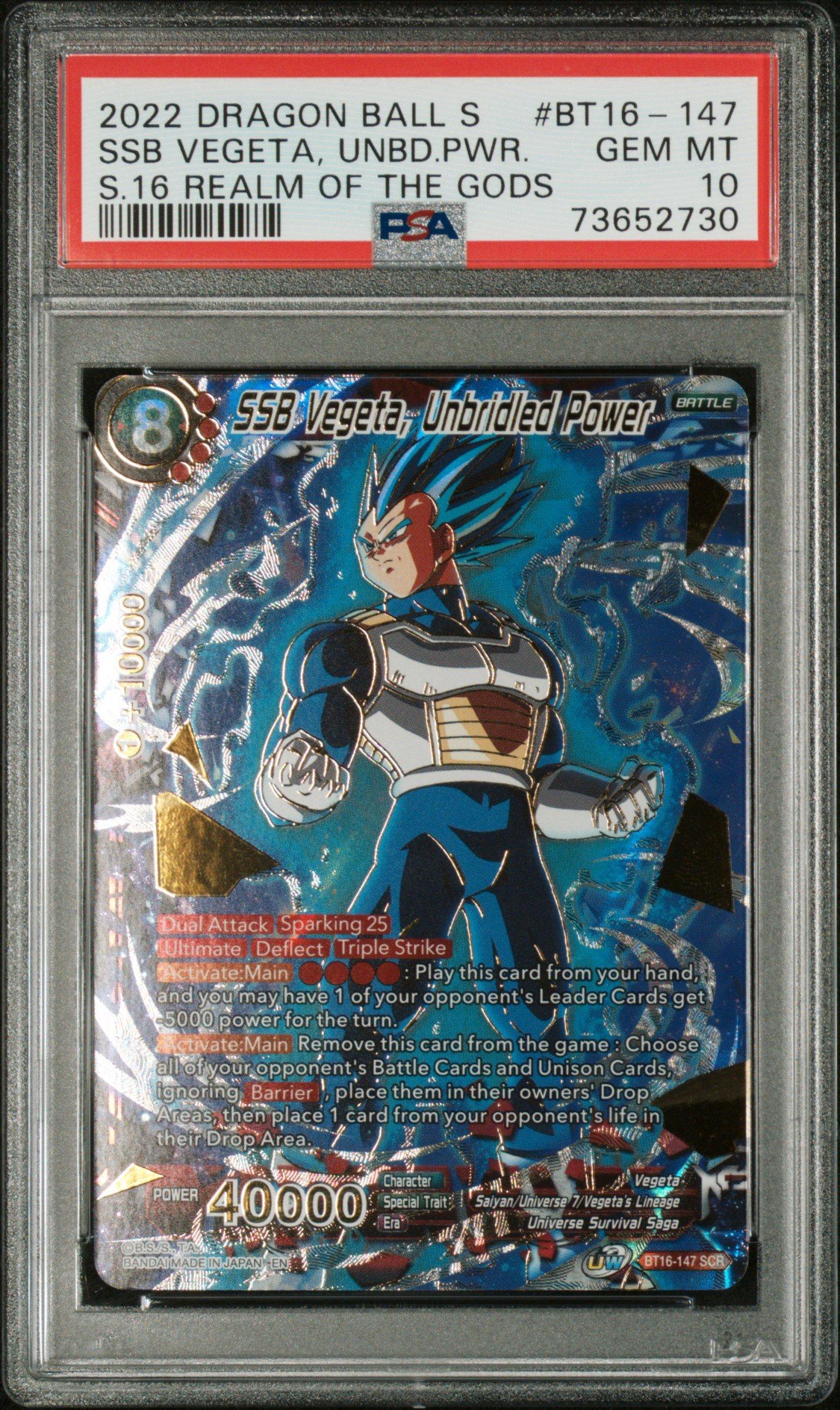 2022 Dragon Ball Super Card Game Series 16 Realm Of The Gods Bt16-147 Ssb Vegeta, Unbrd Pwr PSA 10