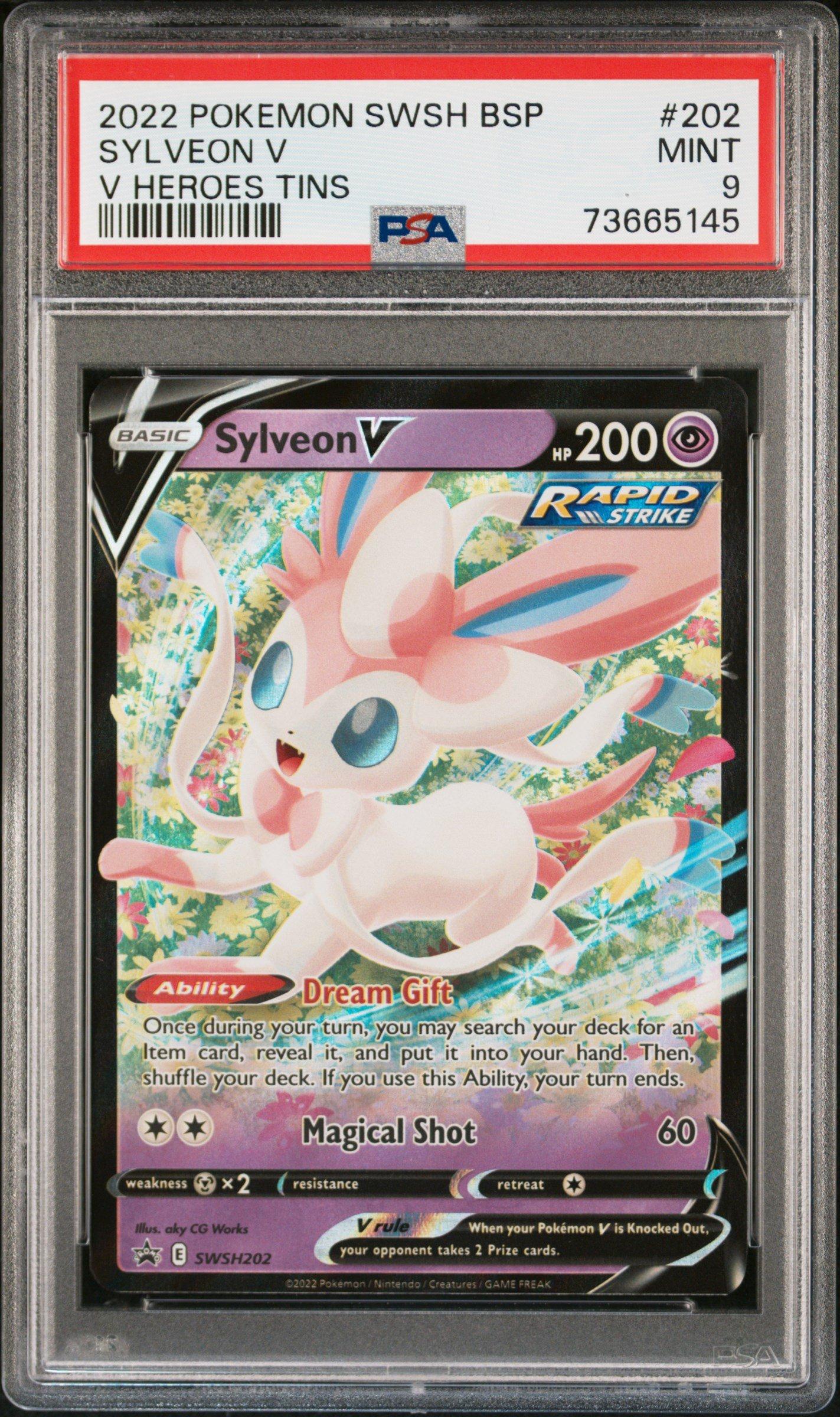 2022 Pokemon Swsh Black Star Promo 202 Sylveon V V Heroes Tins Psa 9 