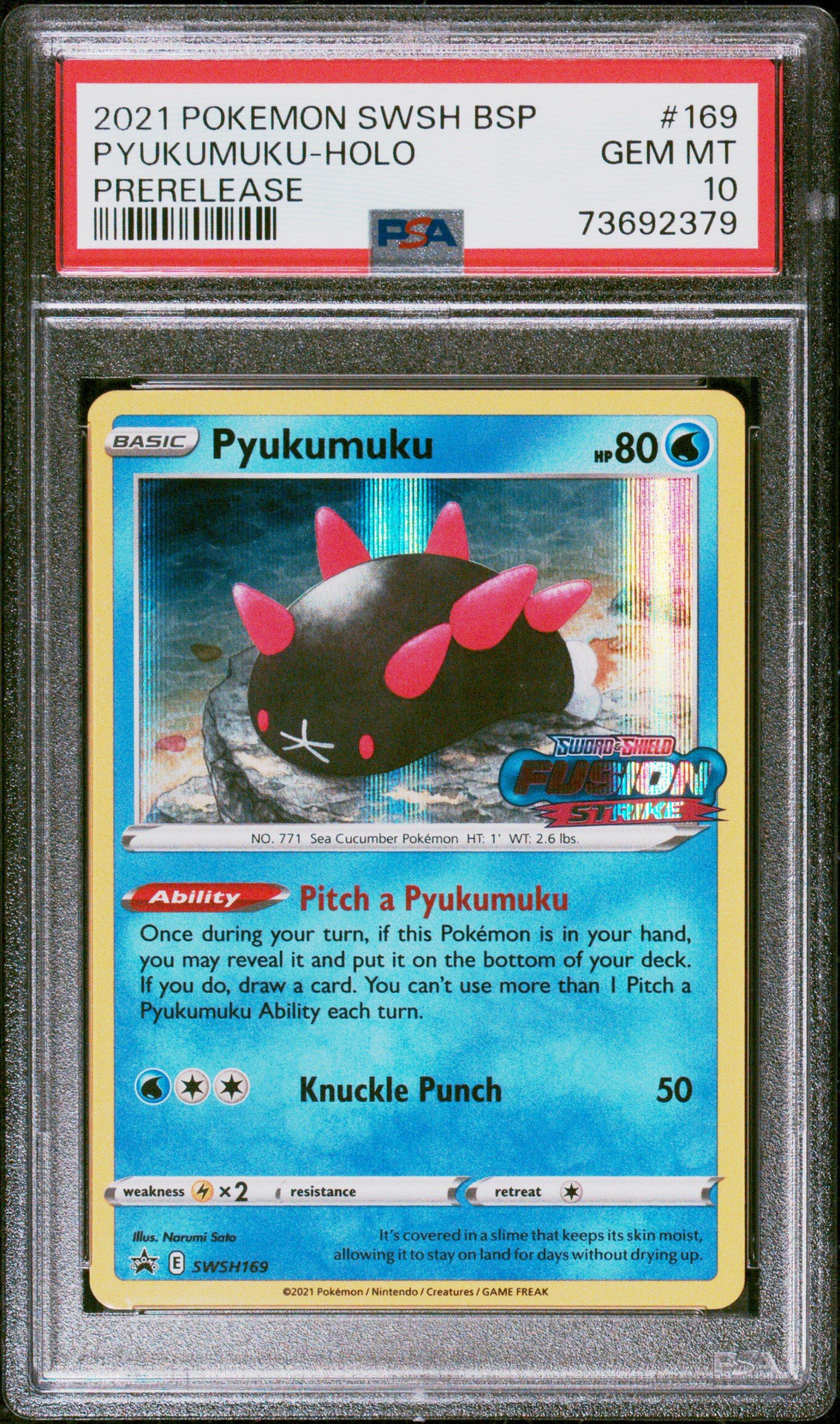 2021 Pokemon Swsh Black Star Promo 169 Pyukumuku-holo Prerelease PSA 10
