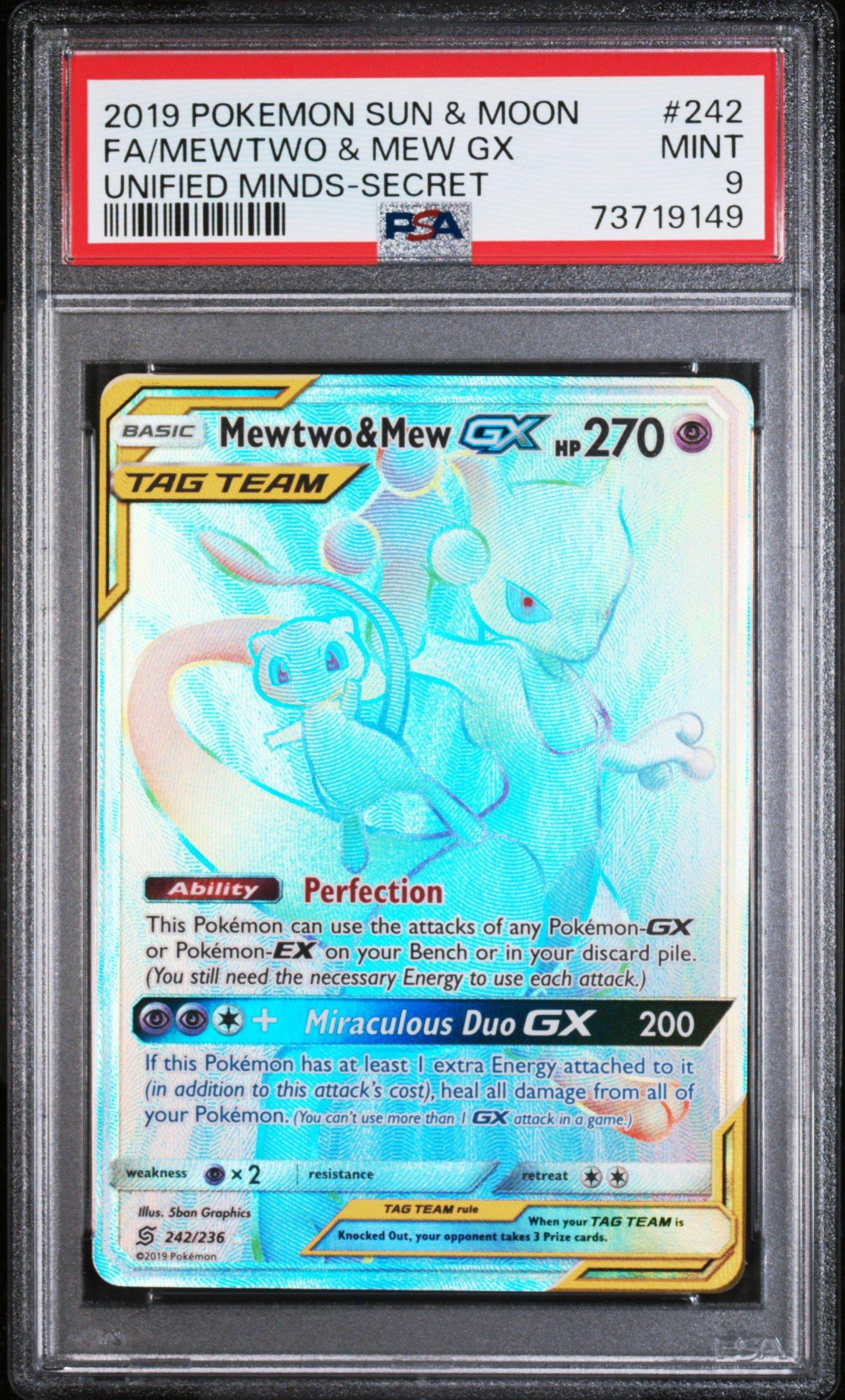 2019 Pokemon Sun & Moon Unified Minds 242 Full Art/mewtwo & Mew Gx