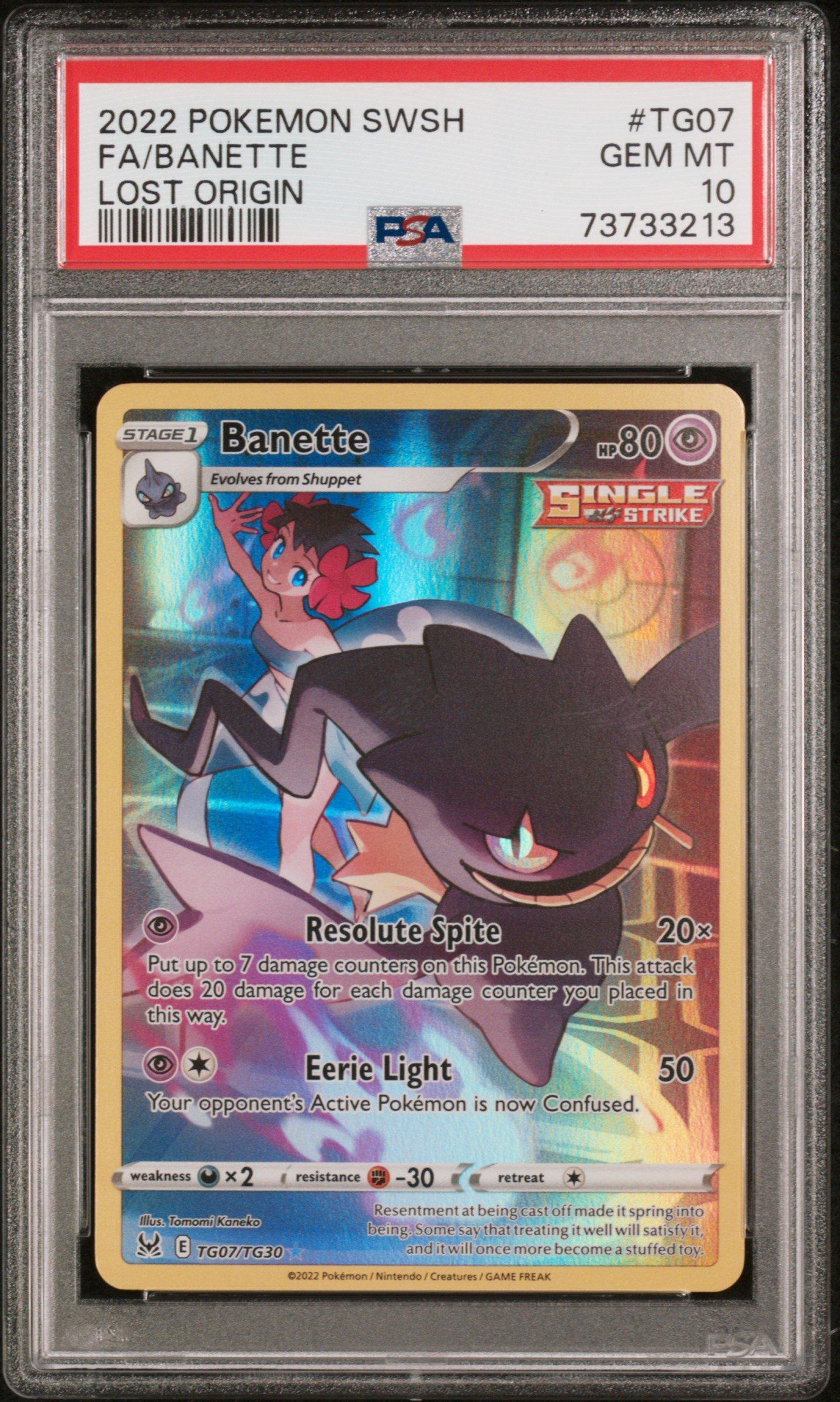 2022 Pokemon Sword & Shield Lost Origin Tg07 Full Art/banette PSA
